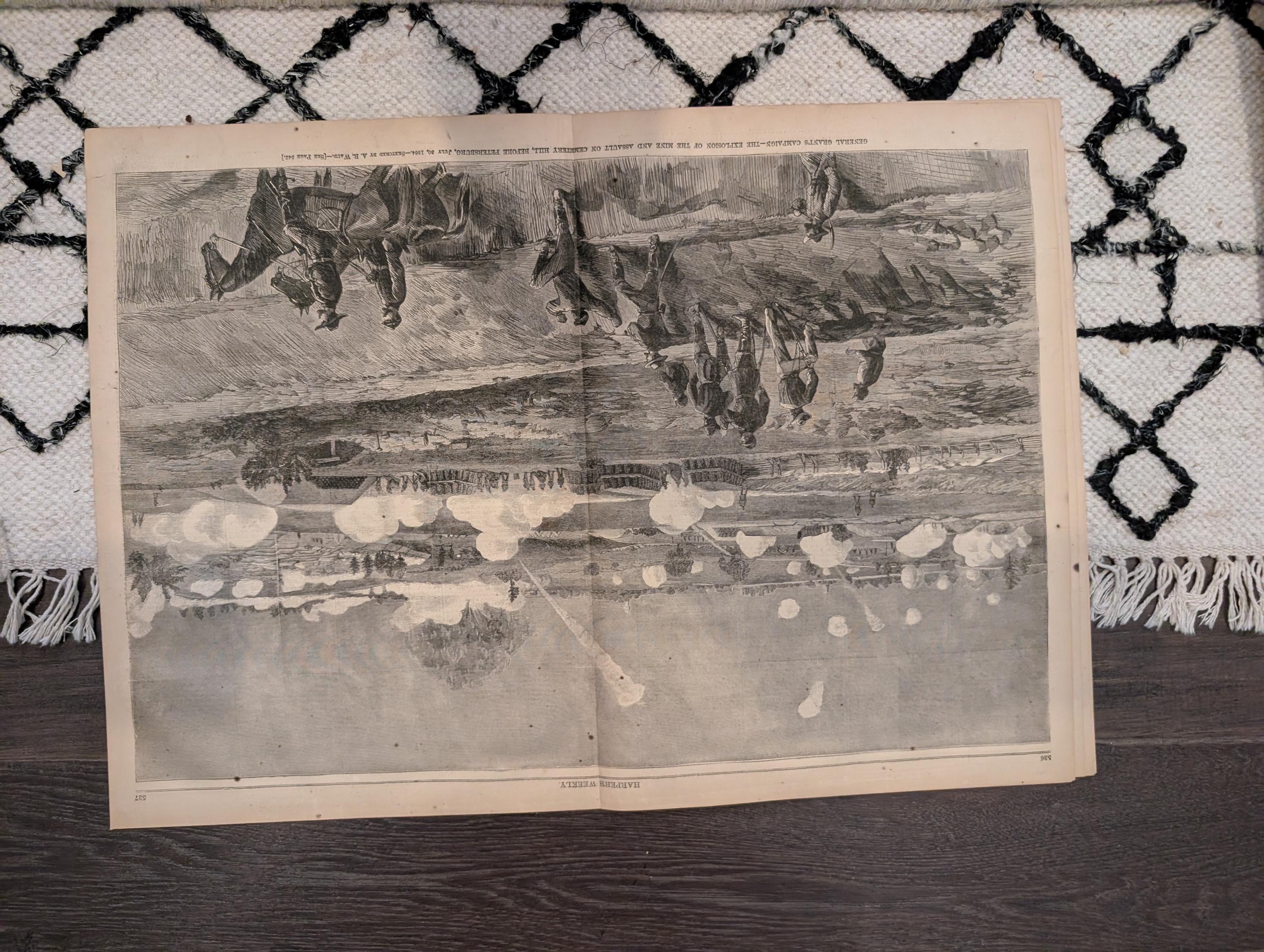 1864 Petersburg Mine Explosion Harper's Weekly August 20 Mobile Bay