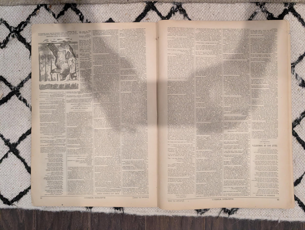 Harper’s Weekly, January 16, 1869 | Winslow Homer “Winter at Sea” | Ice Boats on the Hudson | Custer’s Scouts | Antique Newspaper