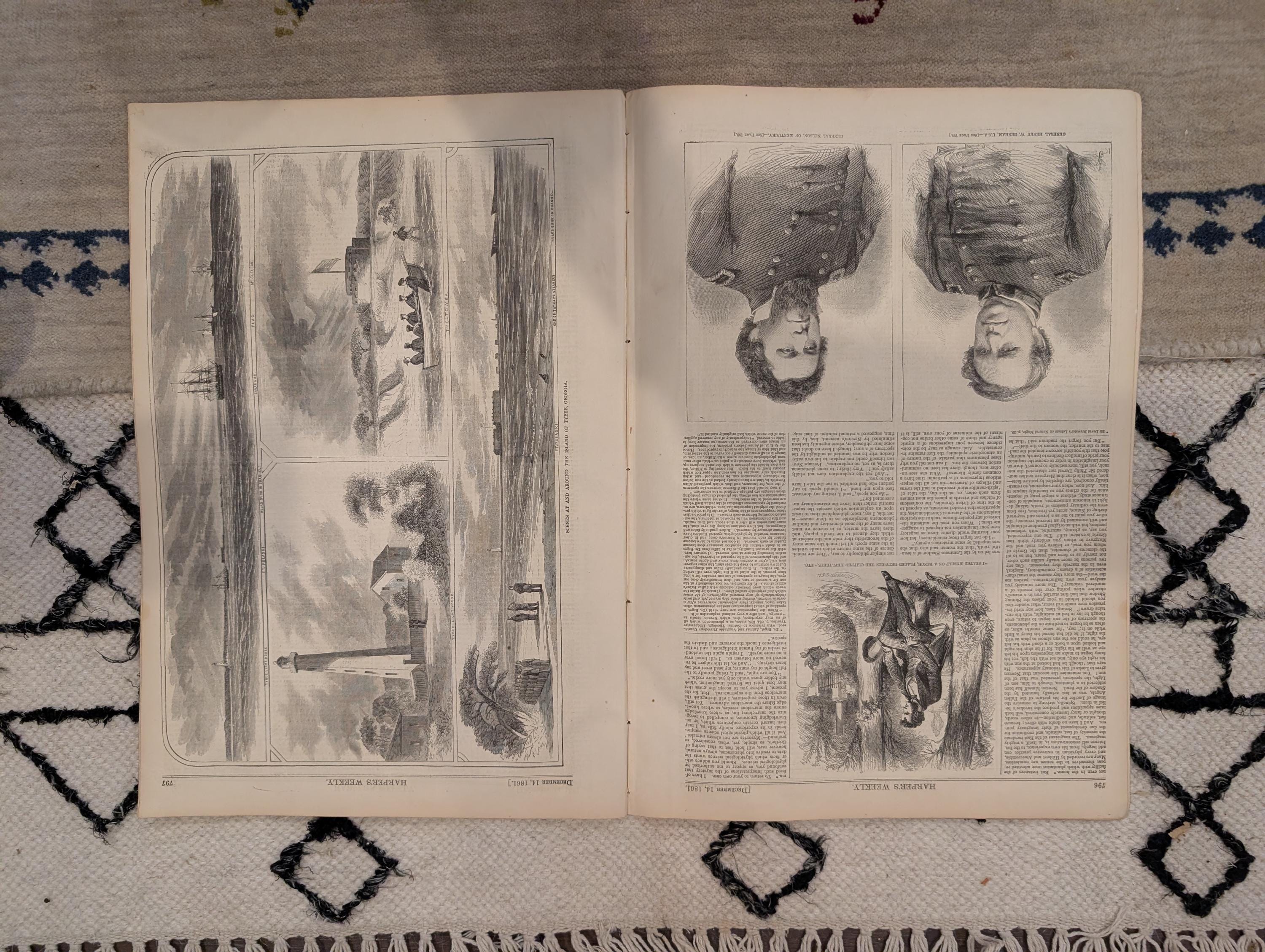 1861 Slave Map of Georgia Harper's Weekly Dec 14 Tybee Island Stone Fleet