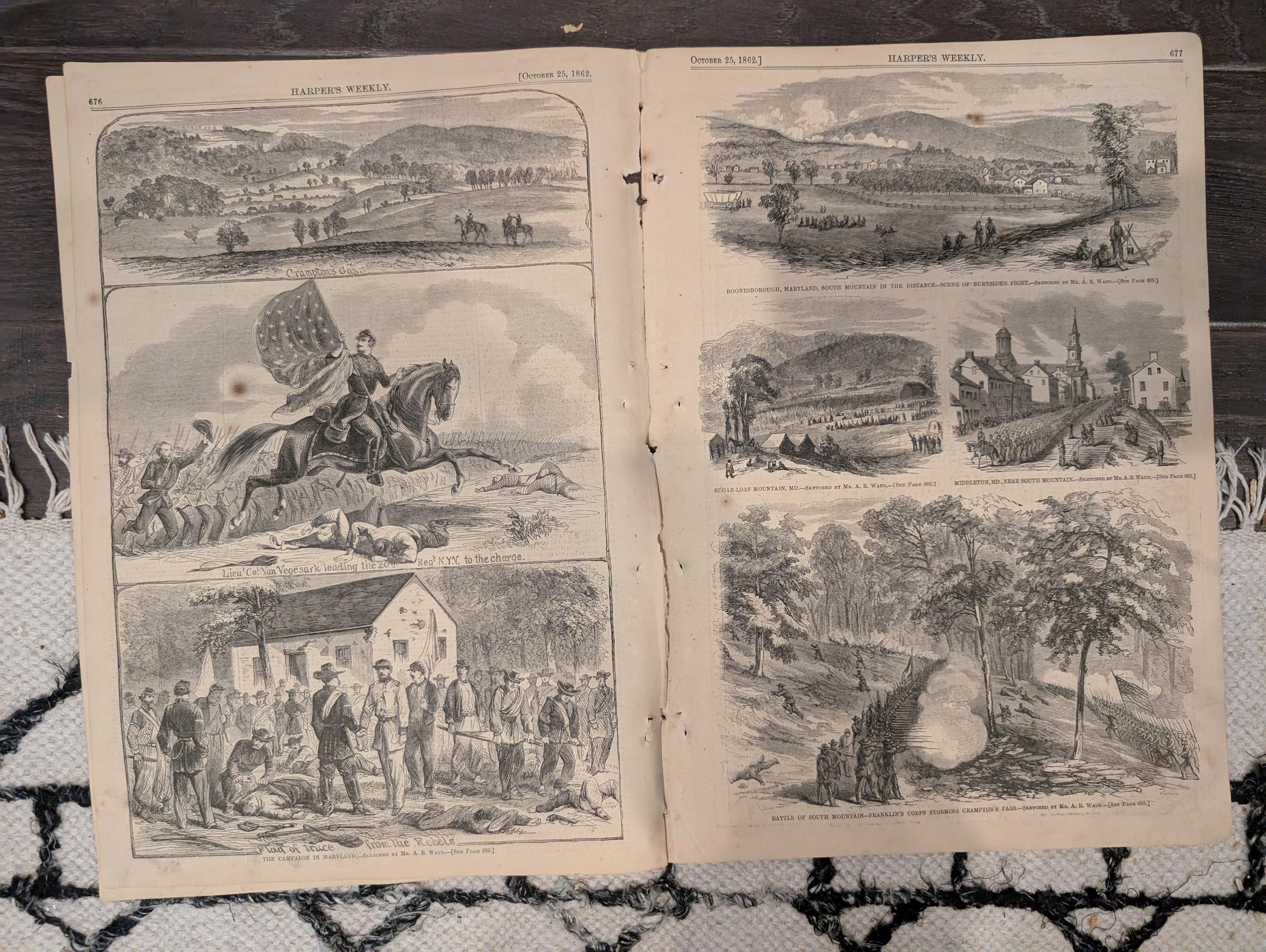 Harper’s Weekly – October 11, 1862 • Battle of Antietam Centerfold • Lincoln Proclamation • South Mountain Map