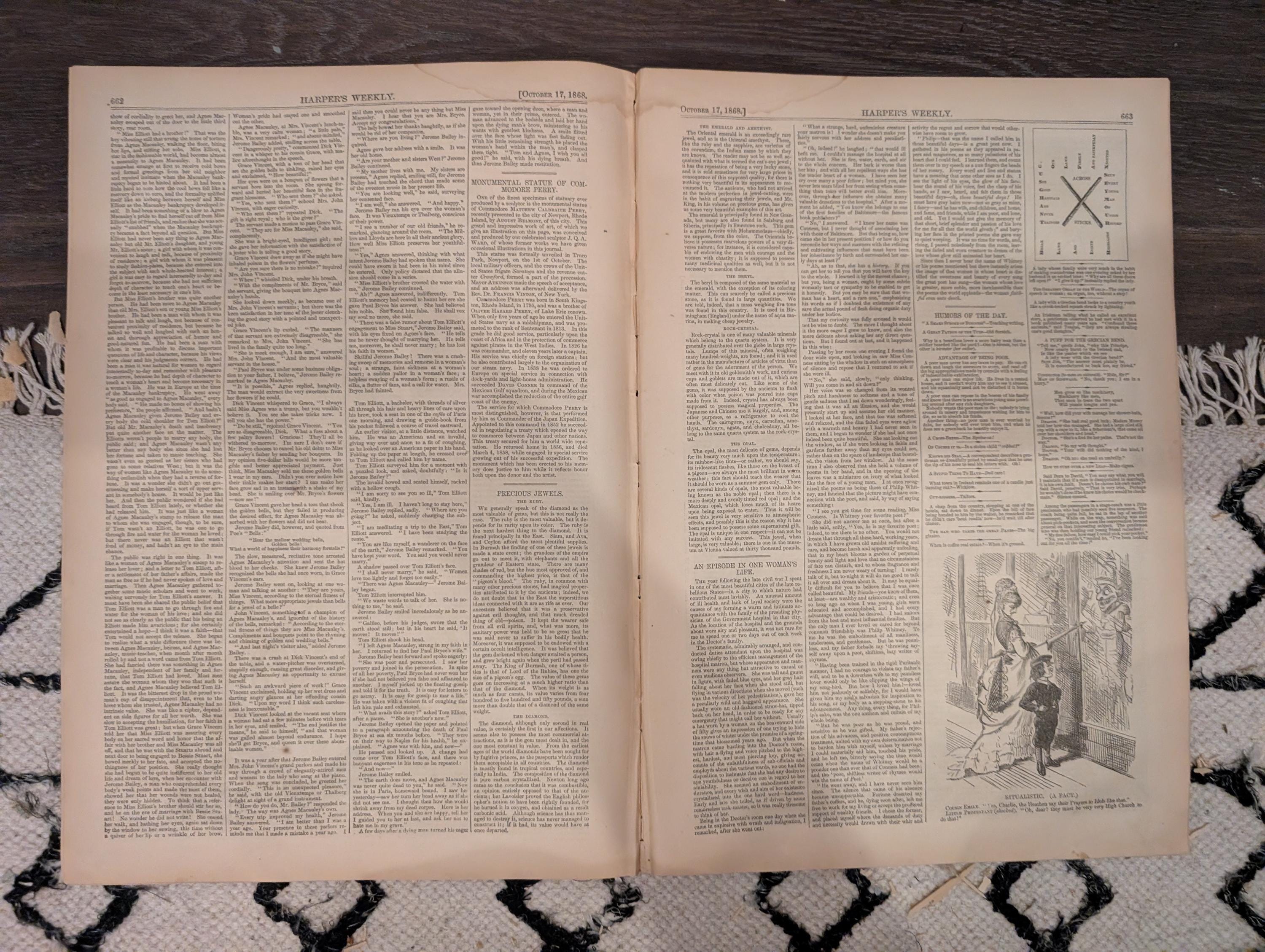 Harper’s Weekly – October 17, 1868 – Boys in Blue Parade • Life-Preserving Apparatus • Scenes in the Life of a Trapper • Indian Engagement