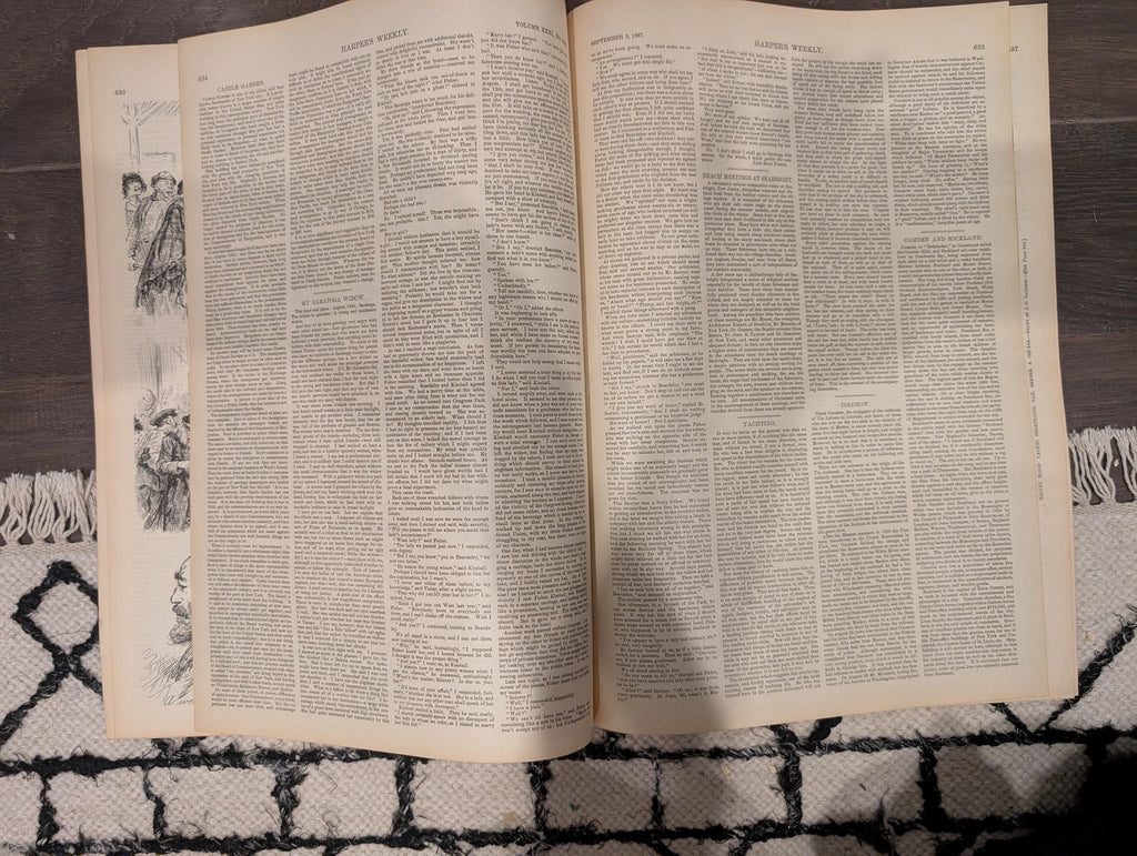 Harper’s Weekly September 3 1887 – In Pursuit of Colorow Ute War Cover, Castle Garden Centerfold, Camden Maine, Complete Issue