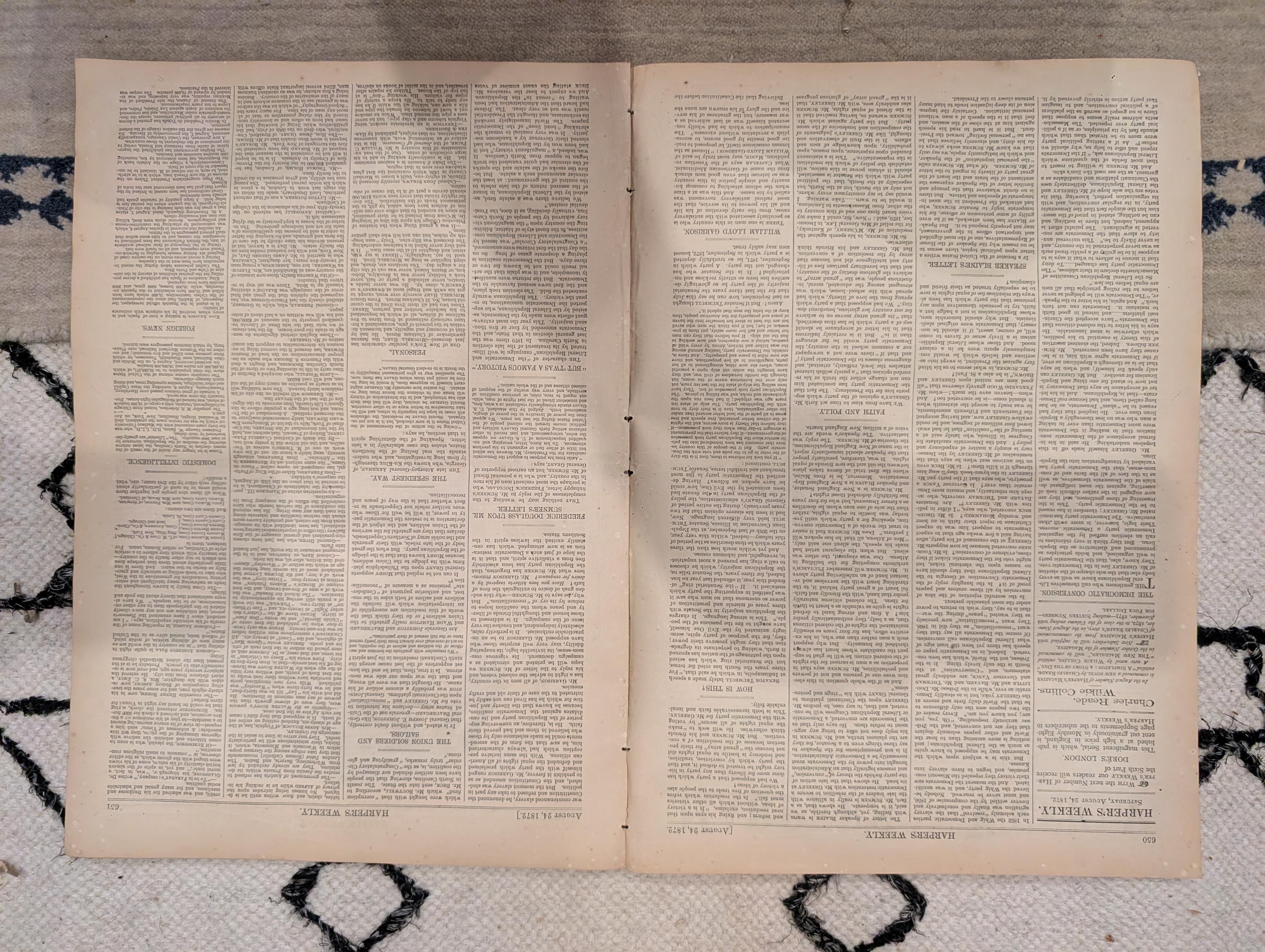 1872 Uncle Sam Nast Harper's Weekly Aug 24 Grant Exodus KKK