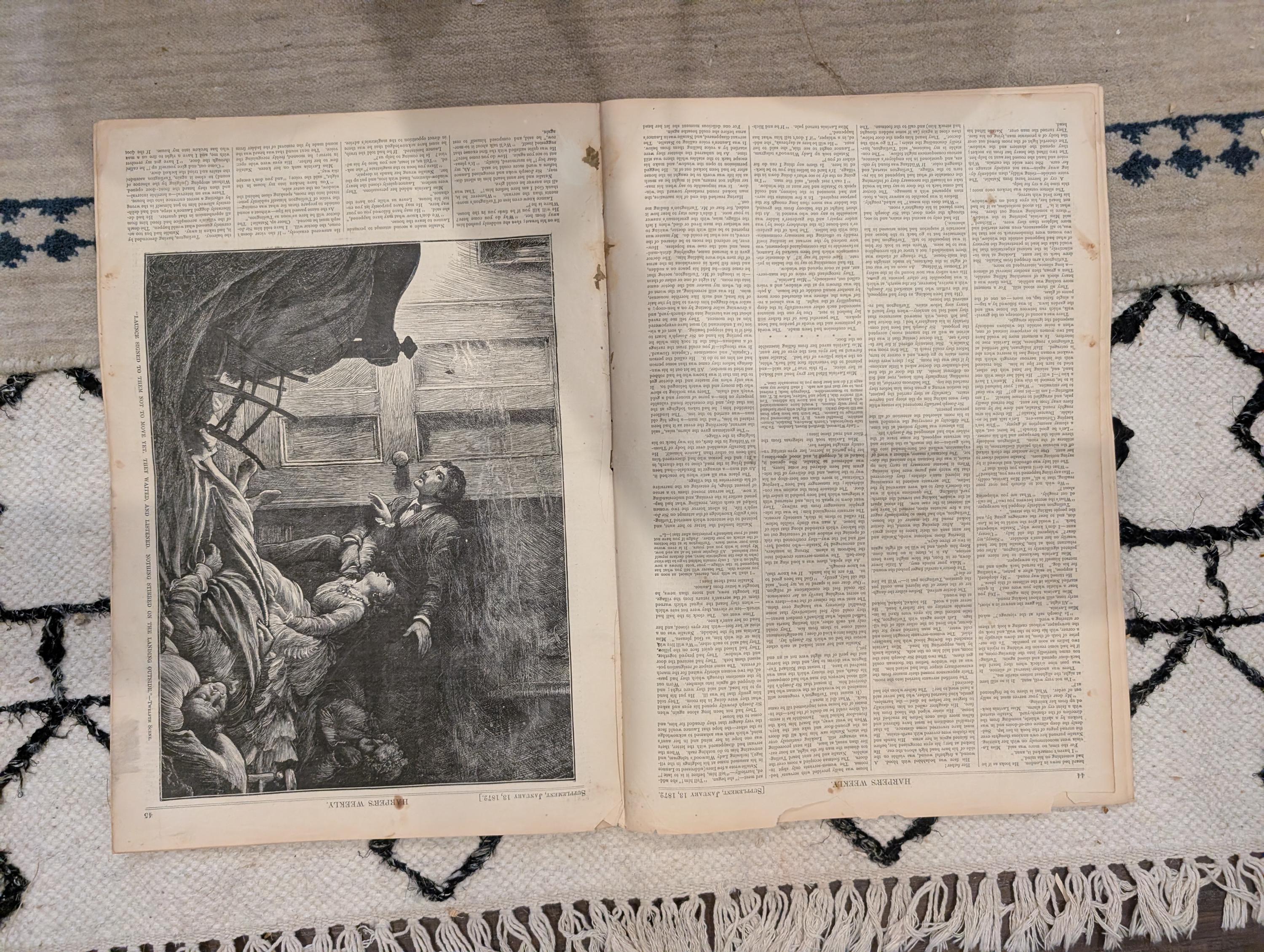 1872 Snow Battle Harper's Weekly January 13 Wilkie Collins George Eliot