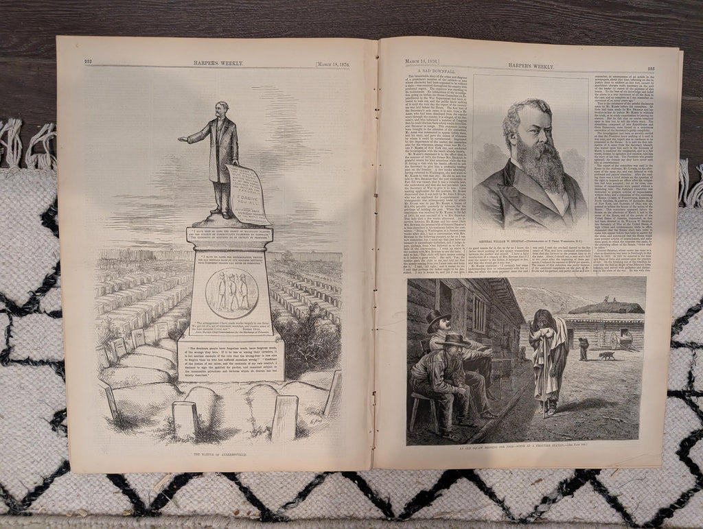 Harper’s Weekly Mar 18 1876 – Beacon Watch, Chinese Pirates, Royal Game-Tigers, Nast Cartoon, Complete with Supplement