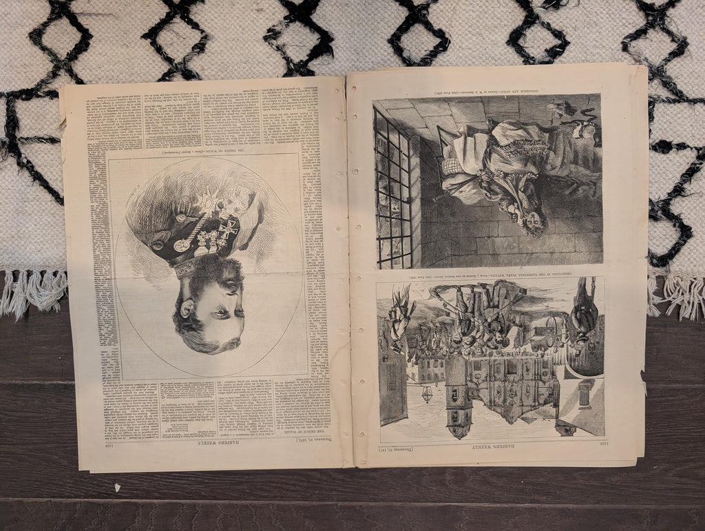 1871 Harper's Weekly Thomas Nast Santa Claus, Witchcraft Centerfold, Christmas, Dec 30