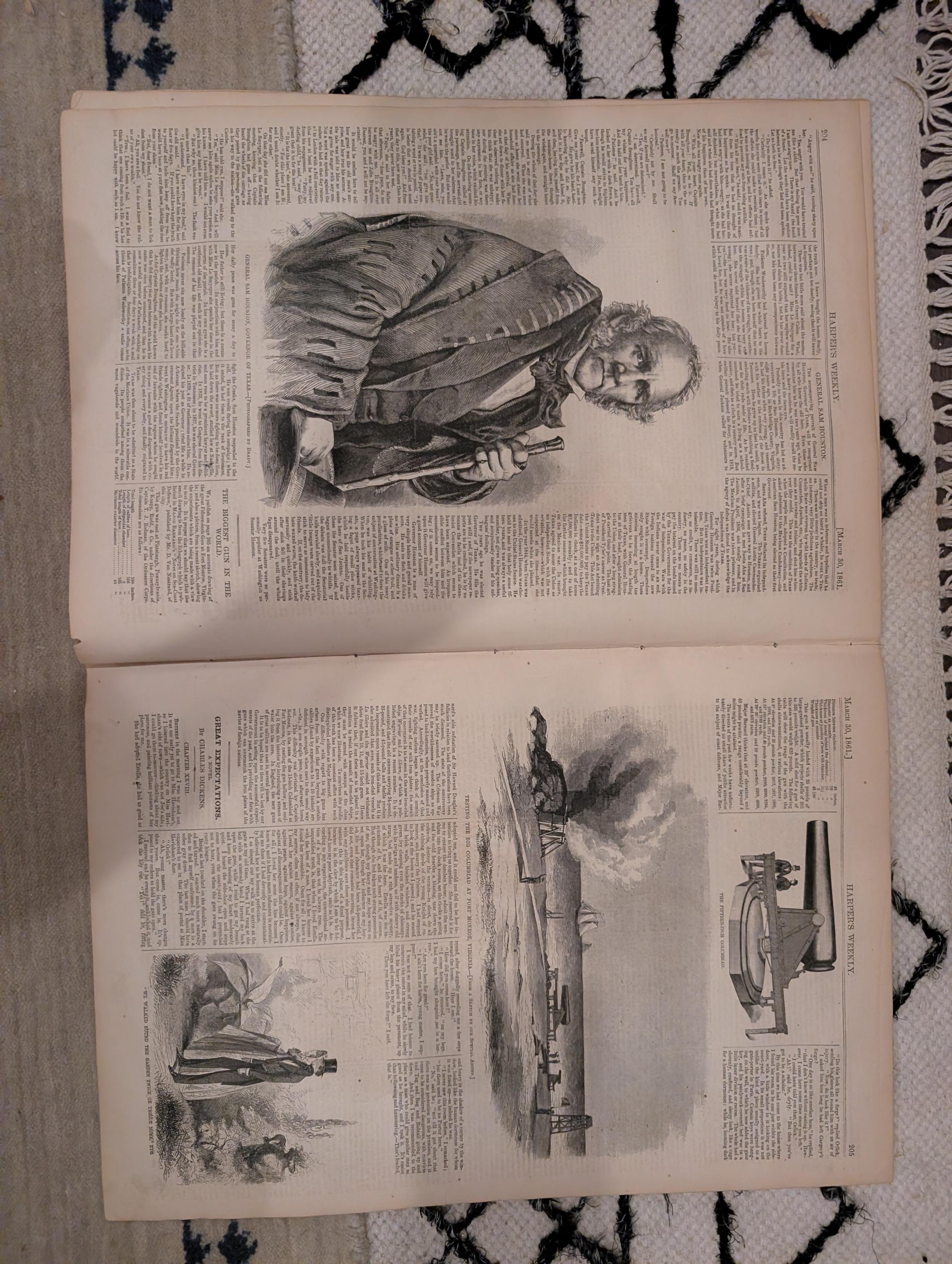 1861 Vassar College Sam Houston Harper's Weekly March 30 New Orleans