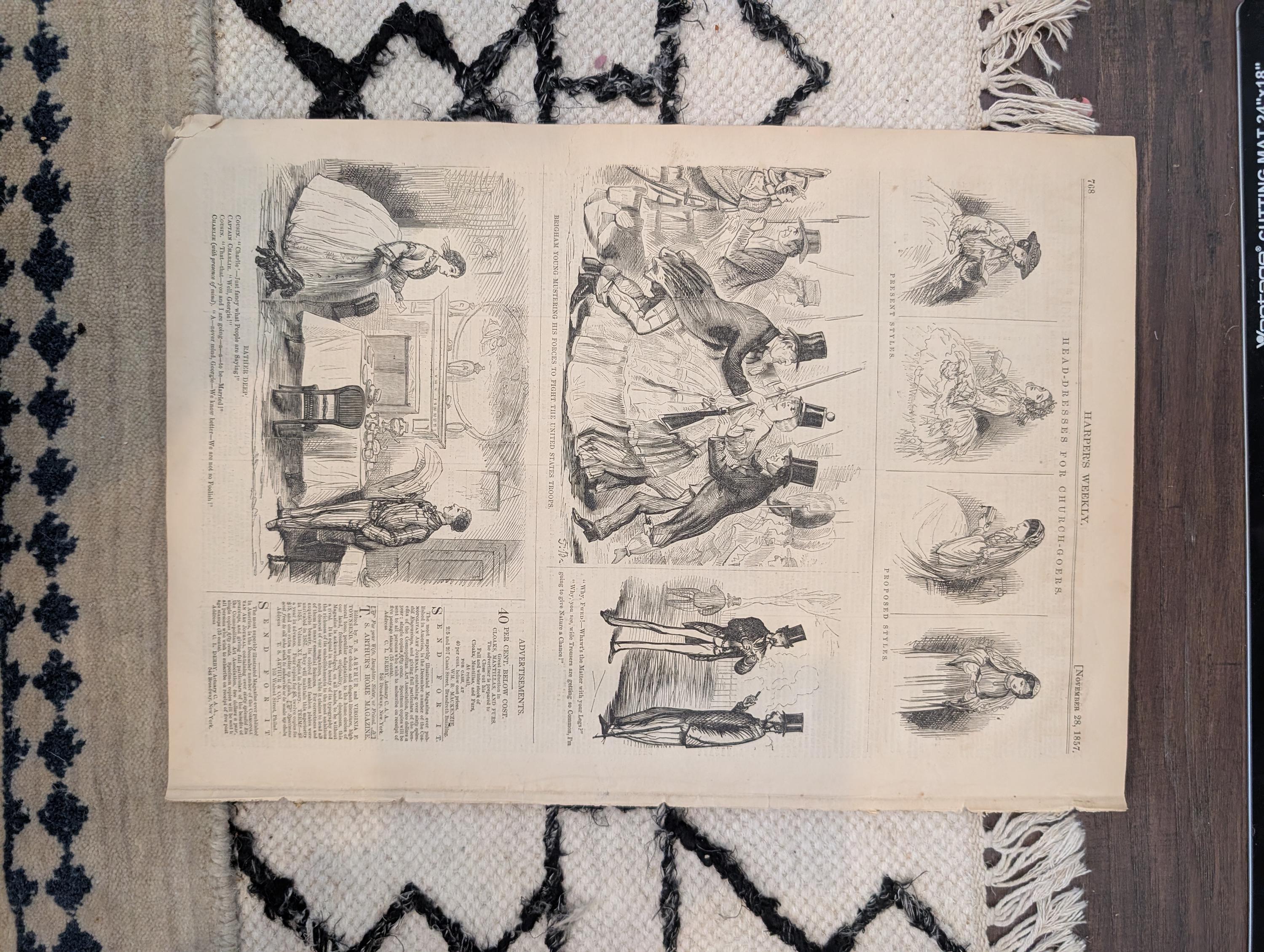 1857 Charles Dickens FINAL Harper's Weekly November 28 Brigham Young Utah War