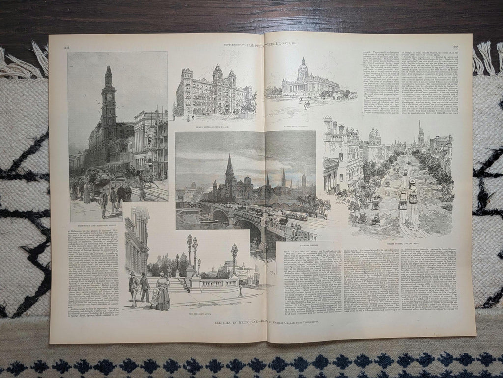 1891 Melbourne Australia 8 Views, Central Park Centerfold, Columbian Expo May 2