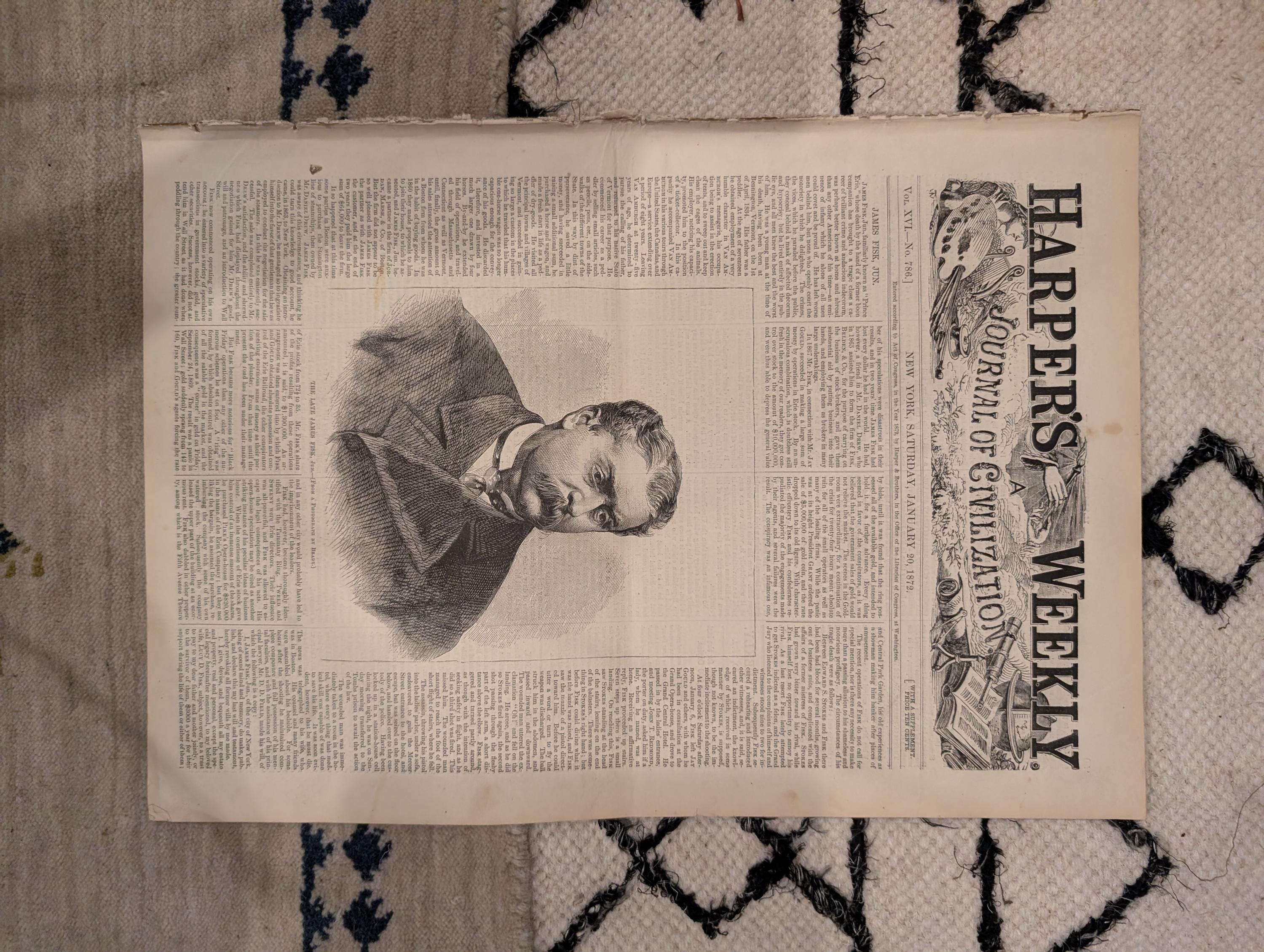 1872 James Fisk Harper's Weekly January 20 Home for Lost Dogs