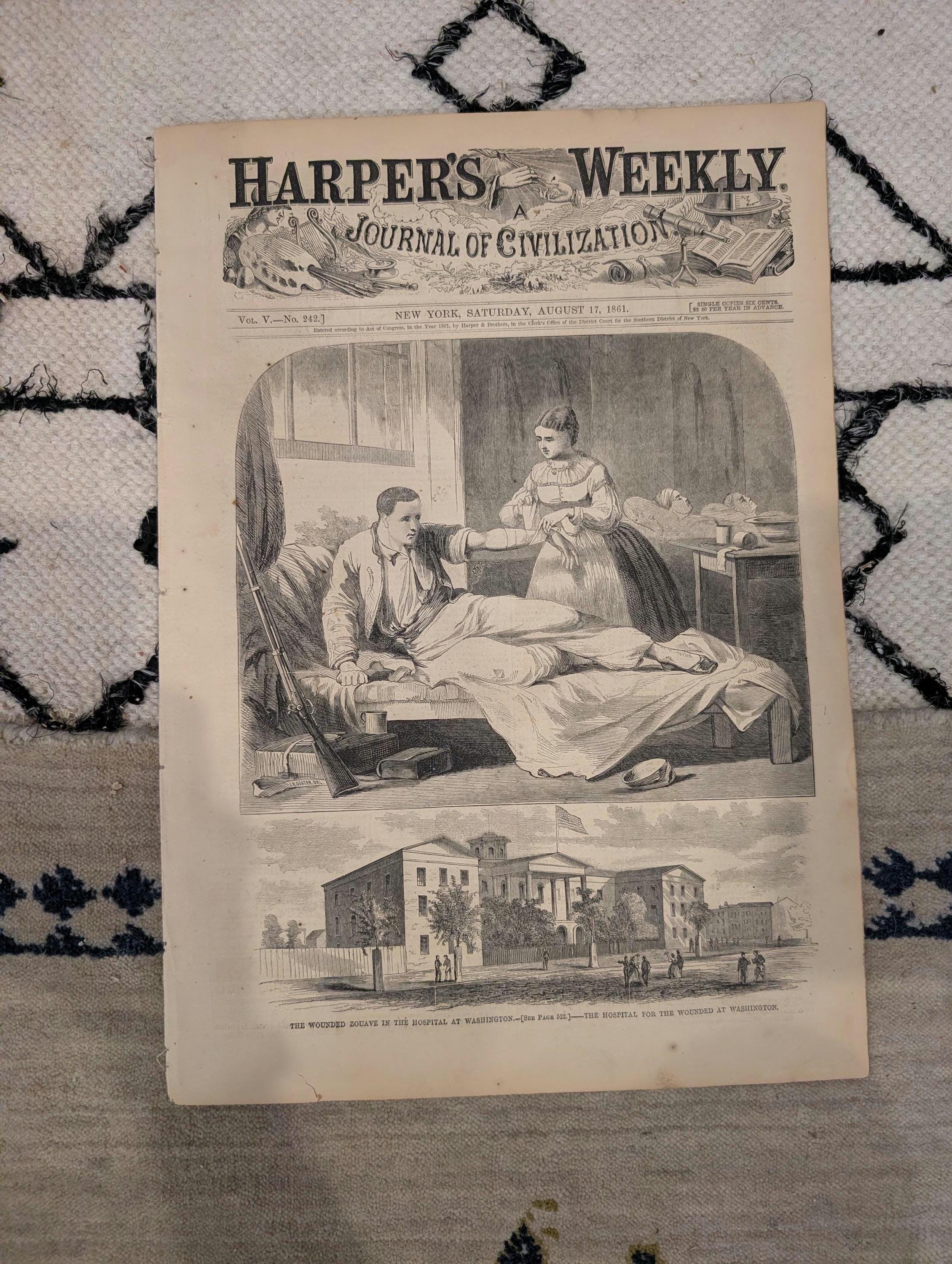 1861 Confederate Uniforms Harper's Weekly August 17 Stampede of Slaves Bull Run