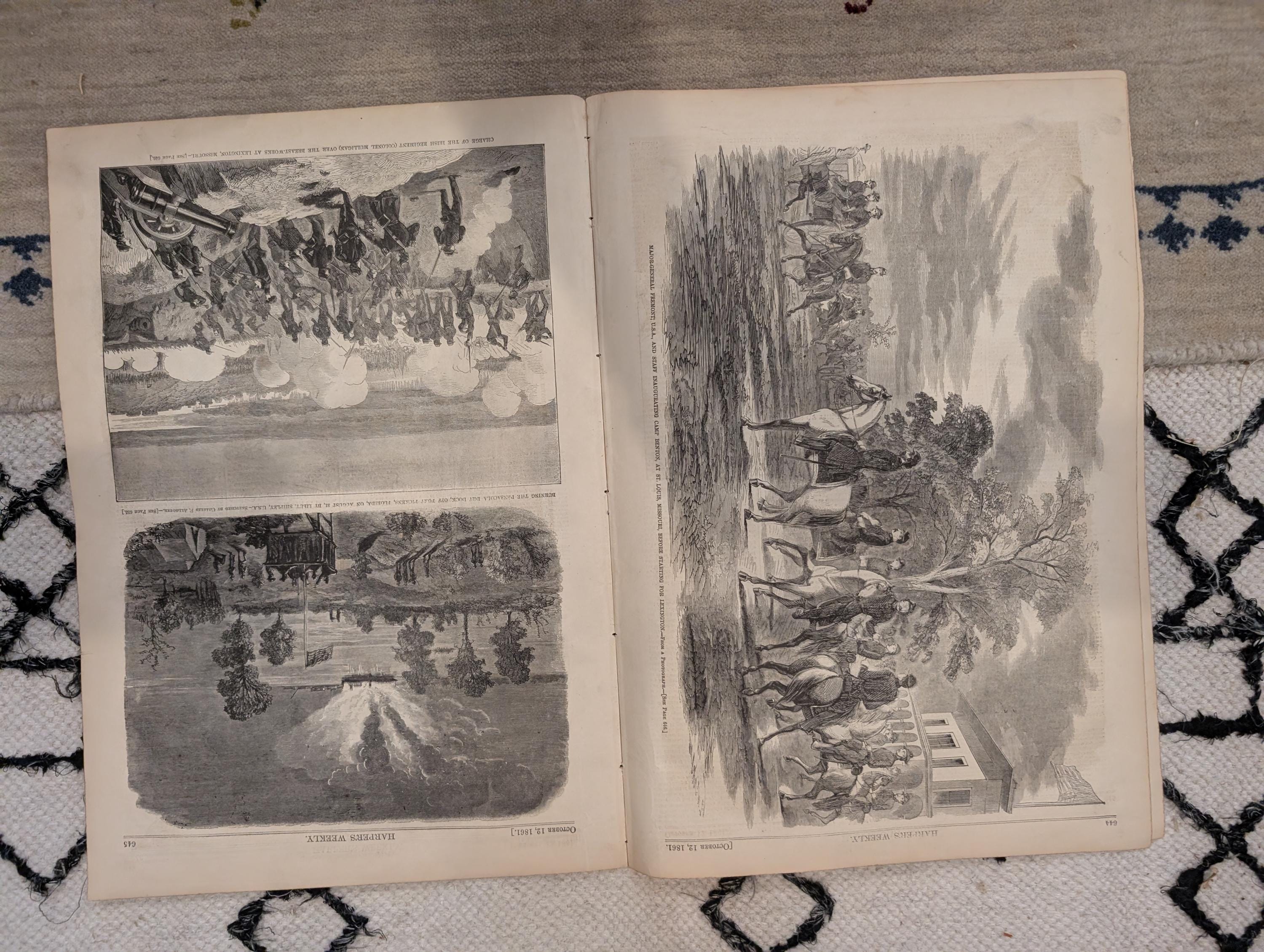 1861 Battle of Lexington Missouri Harper's Weekly Oct 12 Our Generals Centerfold