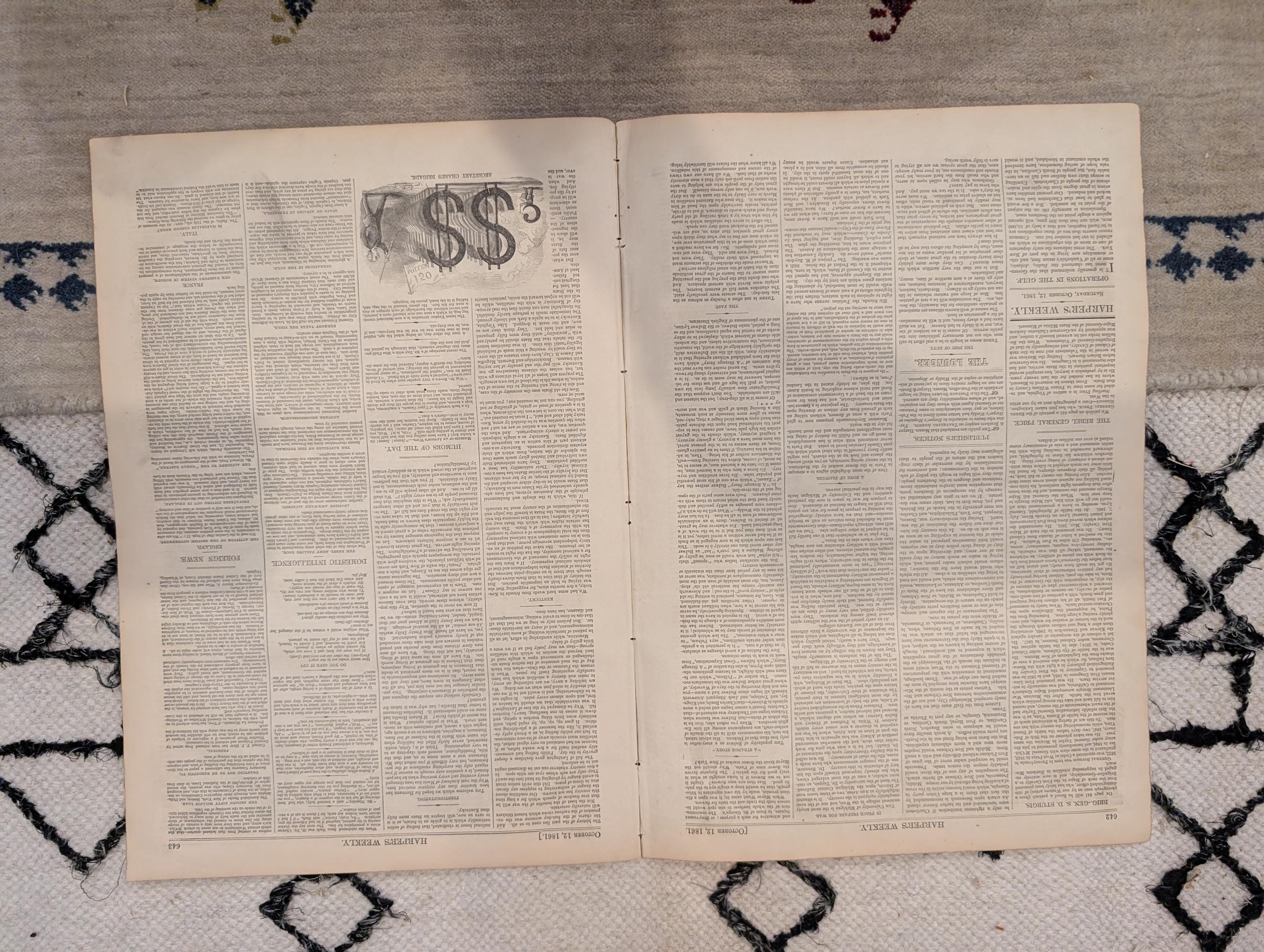 1861 Battle of Lexington Missouri Harper's Weekly Oct 12 Our Generals Centerfold