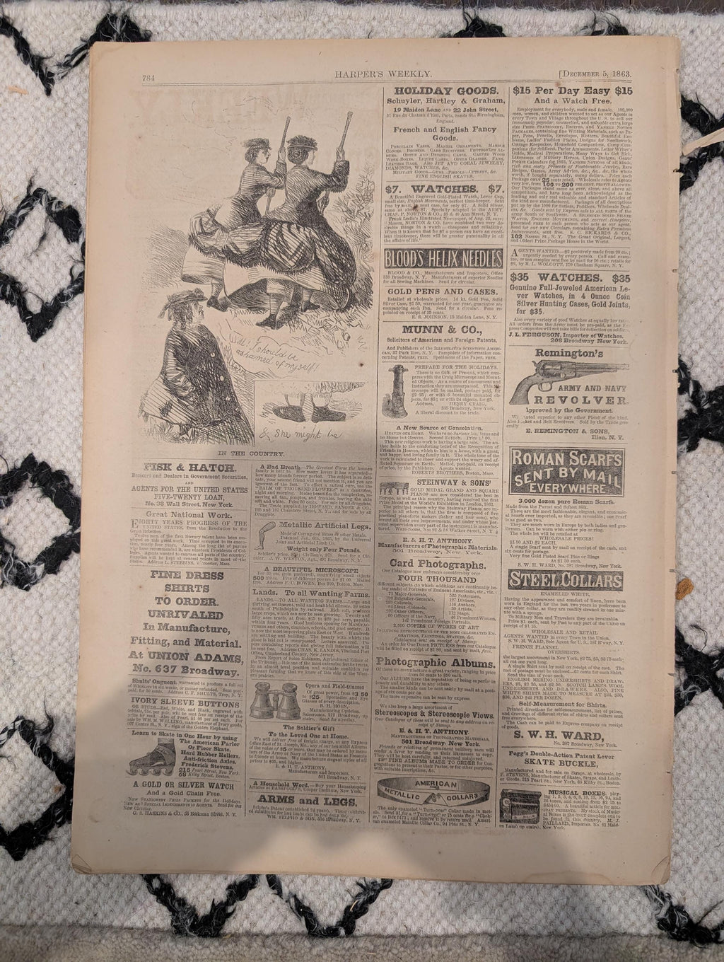 Harper’s Weekly, December 5, 1863 – The President’s Hymn, Thanksgiving Issue, Union Allegory, Civil War Newspaper