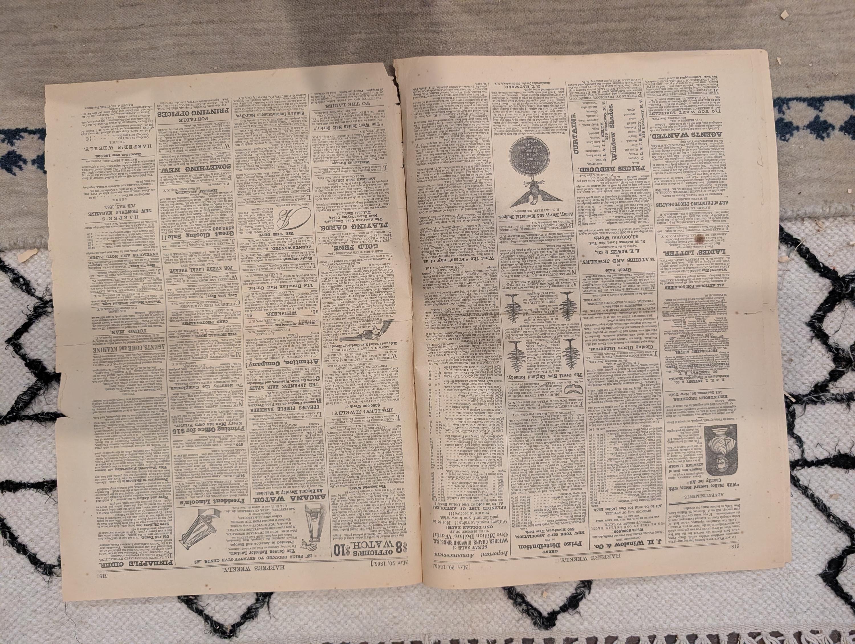 1865 Lincoln Funeral Chicago Harper's Weekly May 20 Garrett's Barn Sultana