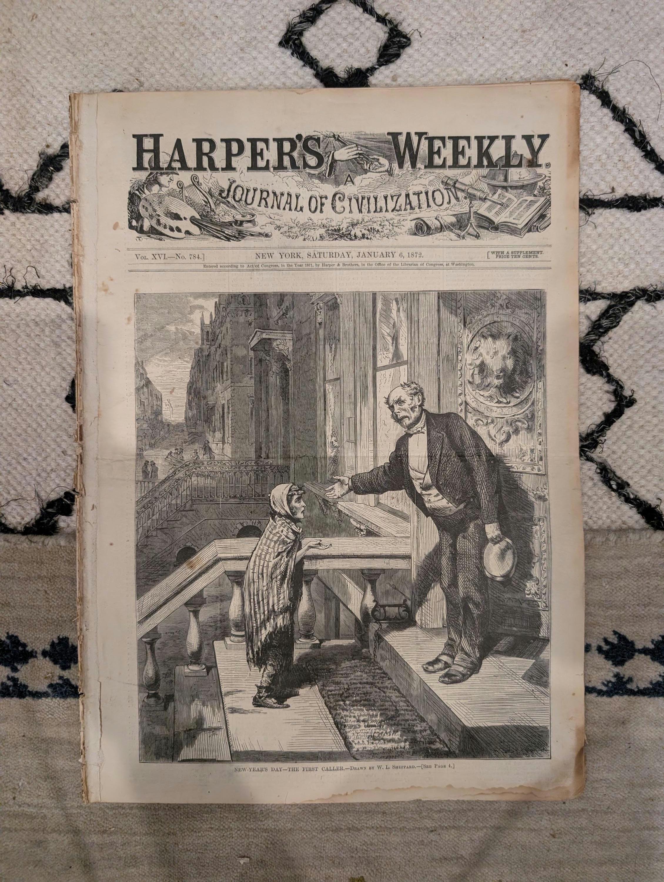 1872 Boss Tweed Thomas Nast Harper's Weekly January 06 Tammany Hall
