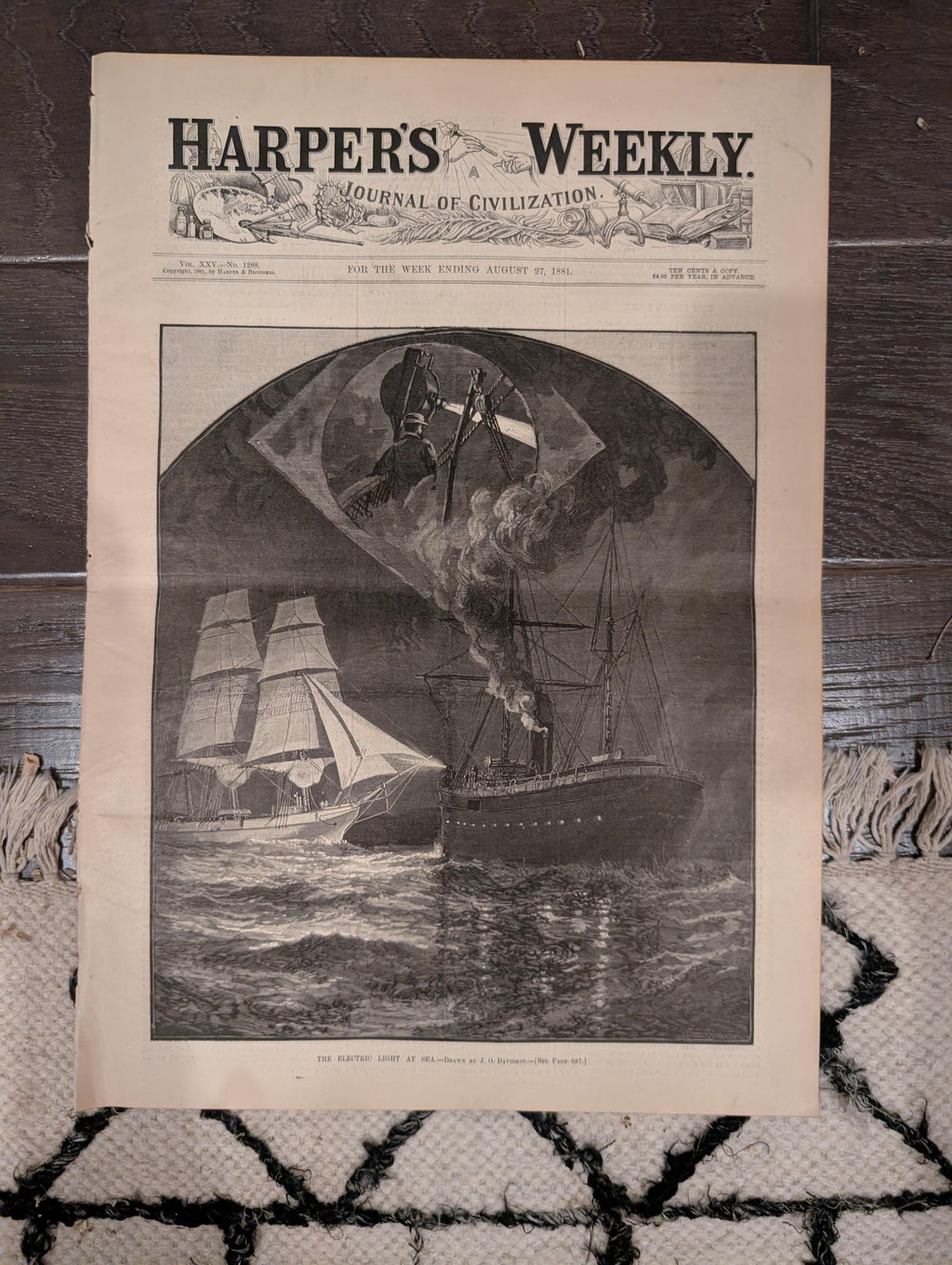 1881 Fargo Dakota Steamboat, Electric Light at Sea, Cripples Rockaway Beach — Aug 27