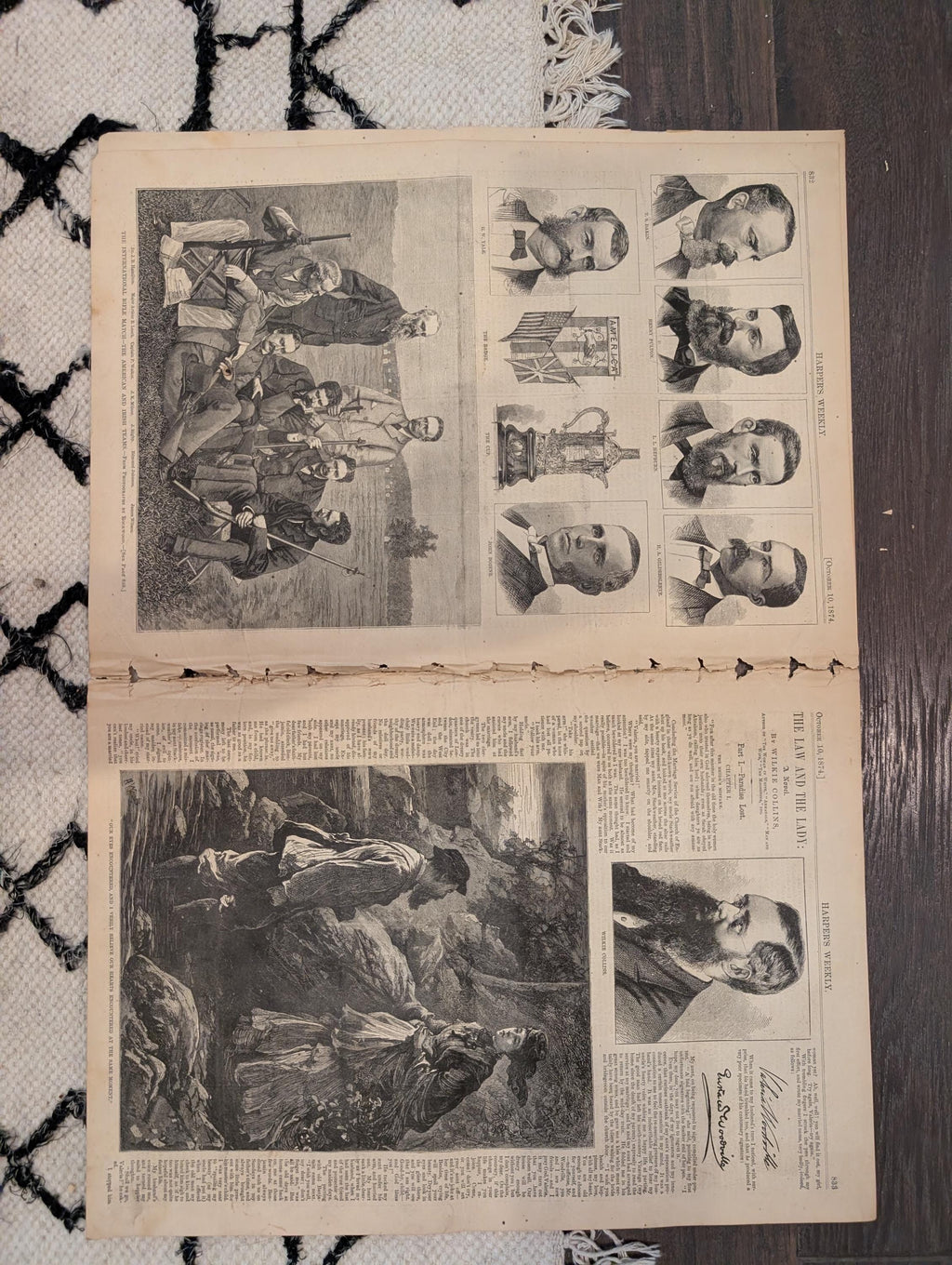 1874 Wild Boar Hunt Centerfold, Louisiana Outrages, Rifle Match — Oct 10