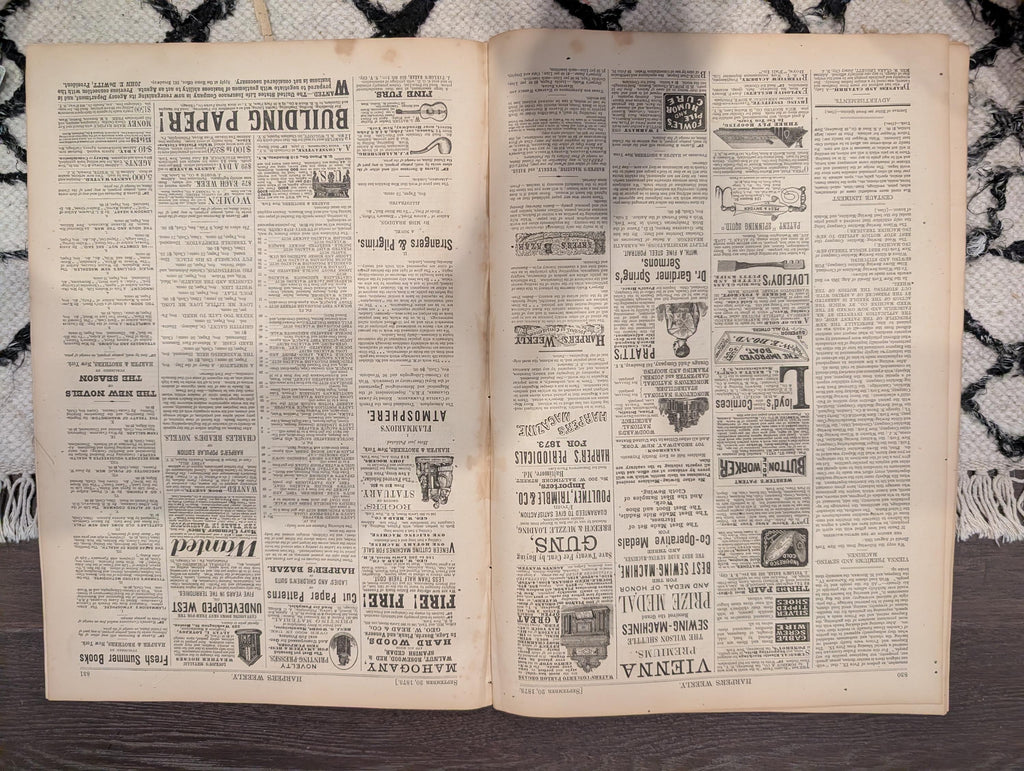 Harper’s Weekly — September 20, 1873 — Winslow Homer “Snap the Whip” — Original Antique Newspaper