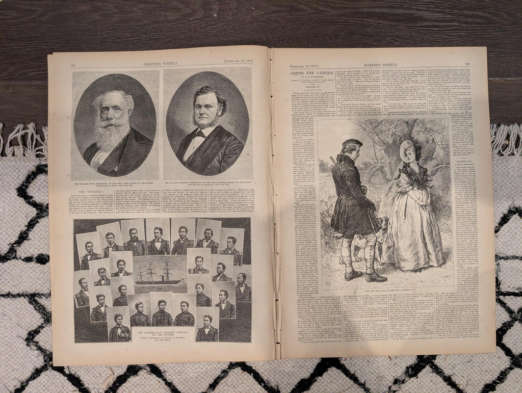 Harper’s Weekly February 12, 1876 – Nast Cartoon, Japanese Warship “Tsukuba,” Arctic Vessel Scene, War in Herzegovina