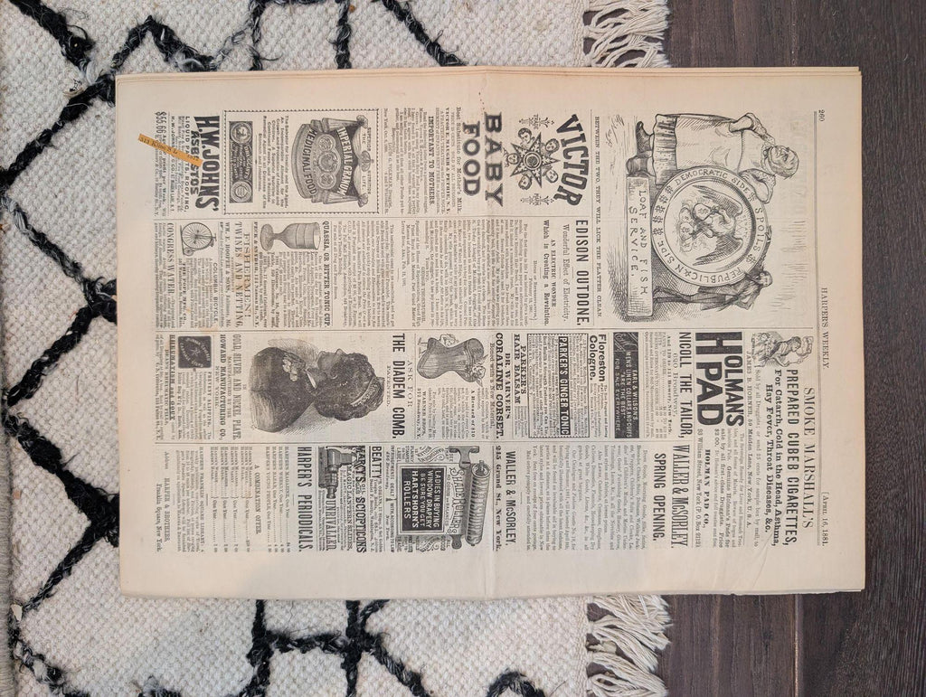 1881 Nast Republican Elephant Front Page, Seal Hunting, Life-Saving Service  Apr 16