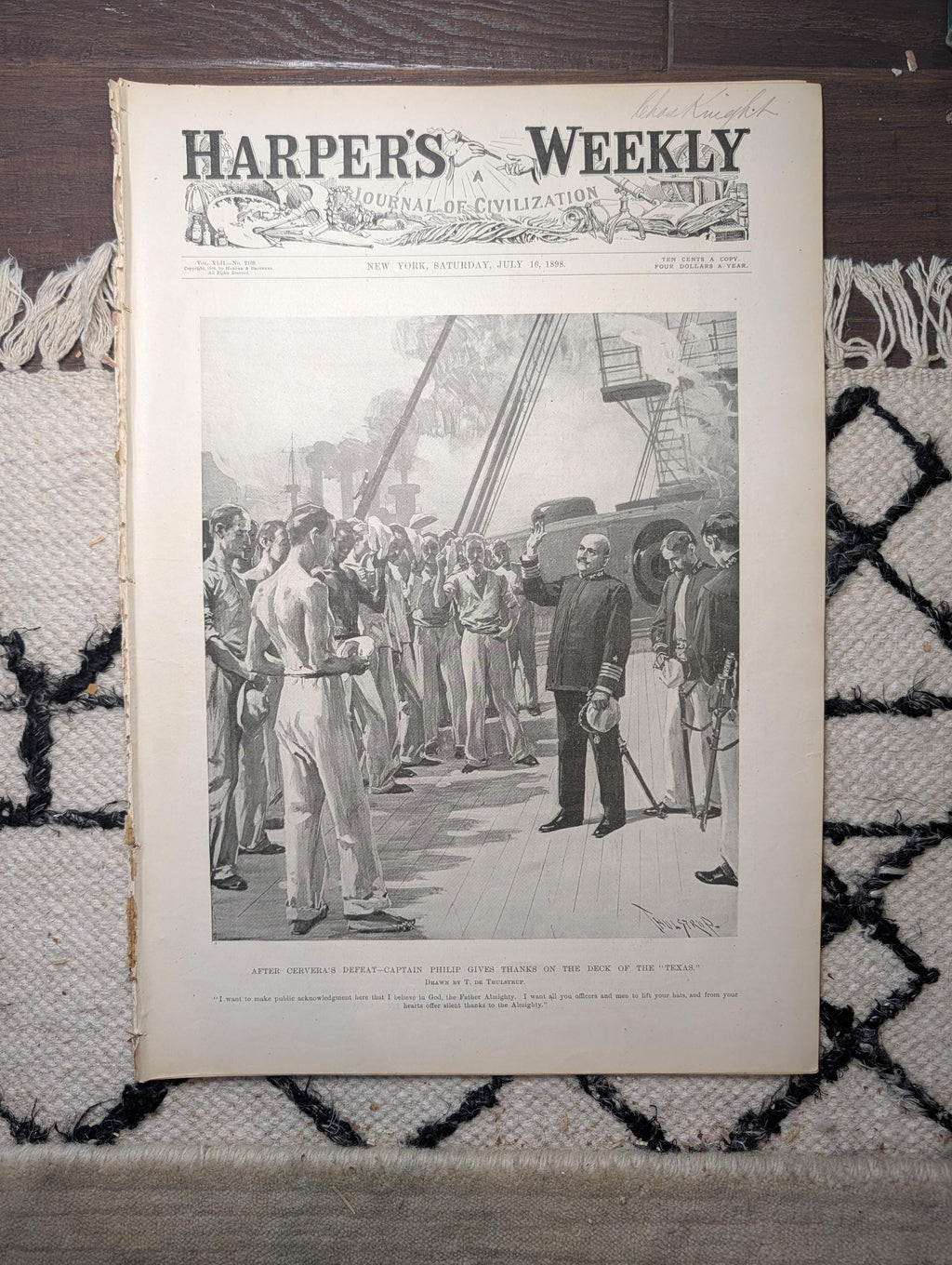 1898 Captain Philip Gives Thanks on USS Texas, Cuba Landing, Manila — Jul 16