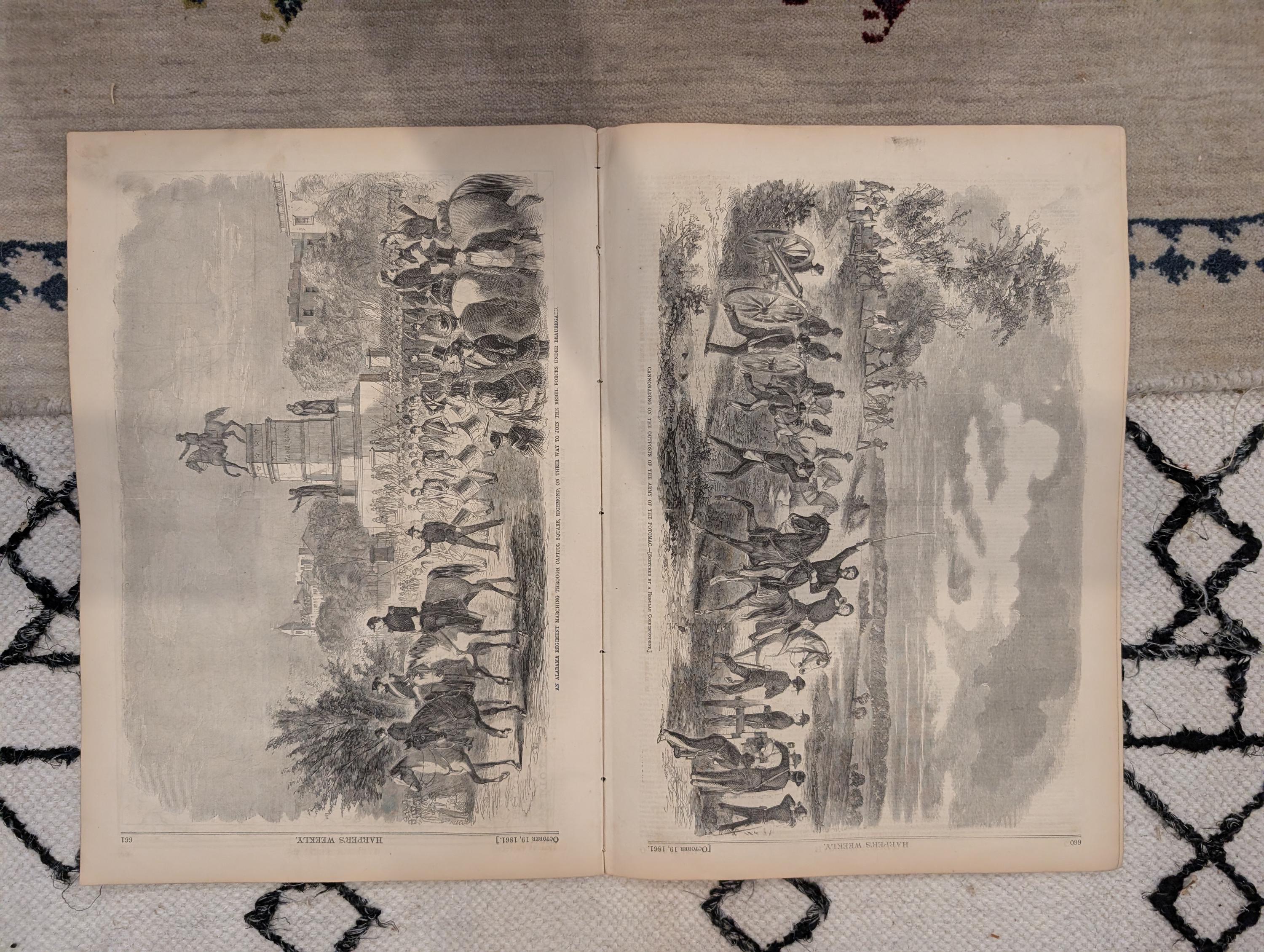 1861 War Map of Kentucky Harper's Weekly Oct 19 Ironclad Sherman Louisville