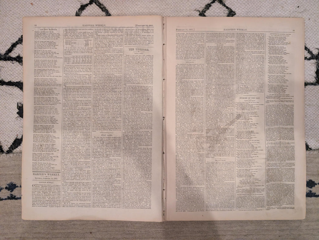 1861 Saint Valentine's Day Harper's Weekly Feb 16 Fort Sumter New Orleans