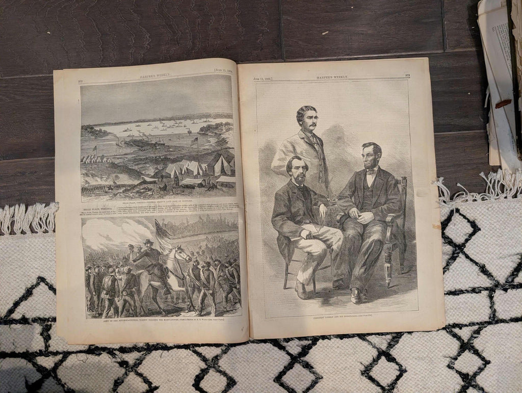 1864 Lincoln and Secretaries Harper's Weekly June 11 Spotsylvania Salient