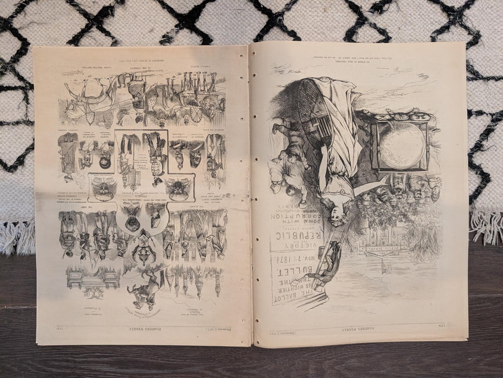1871 Harper's Weekly — Thomas Nast Tammany Tiger, Arctic Whaling Disaster, Dec 2