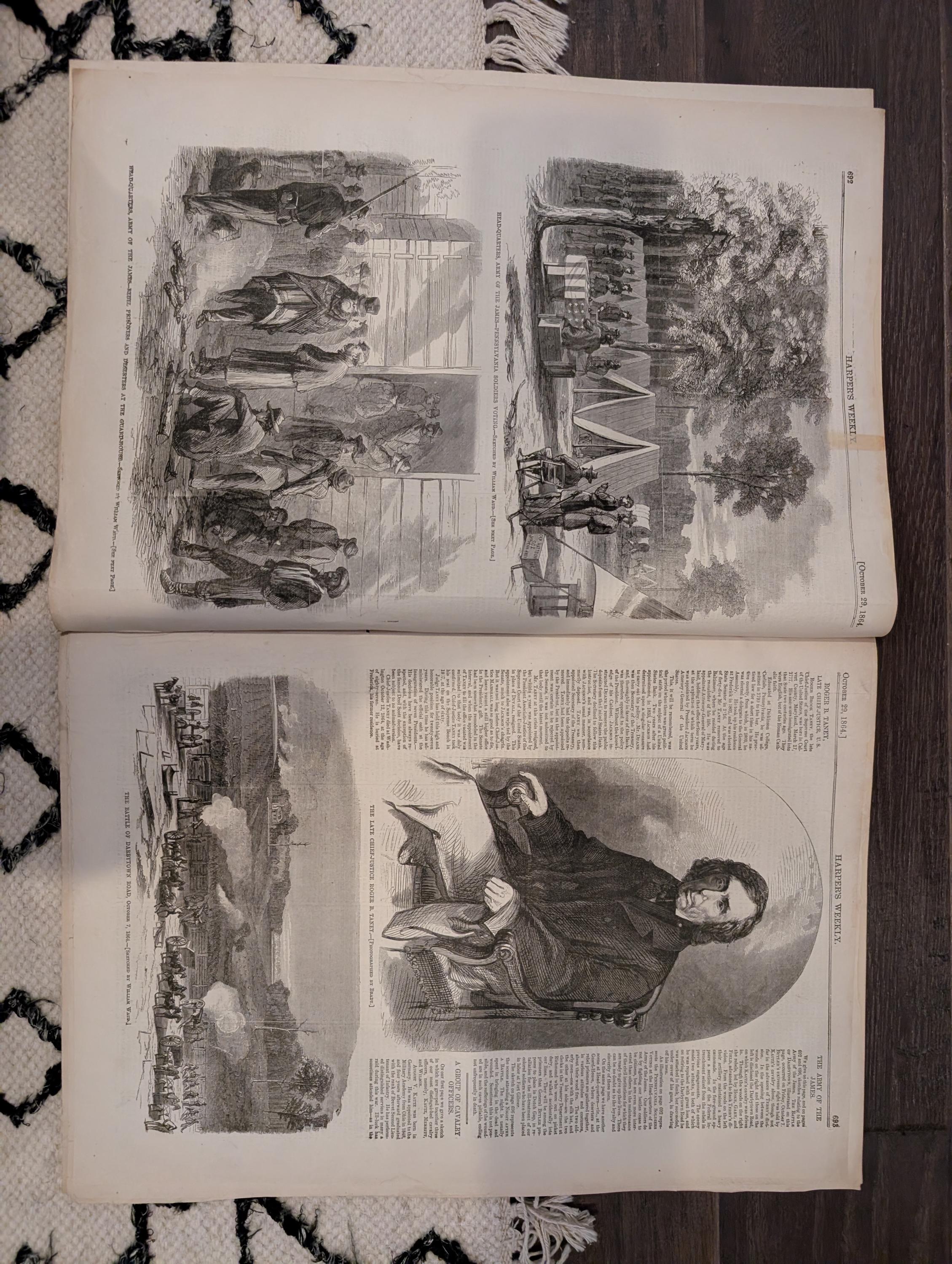 1864 Pennsylvania Soldiers Voting Harper's Weekly October 29 Chief Justice Taney
