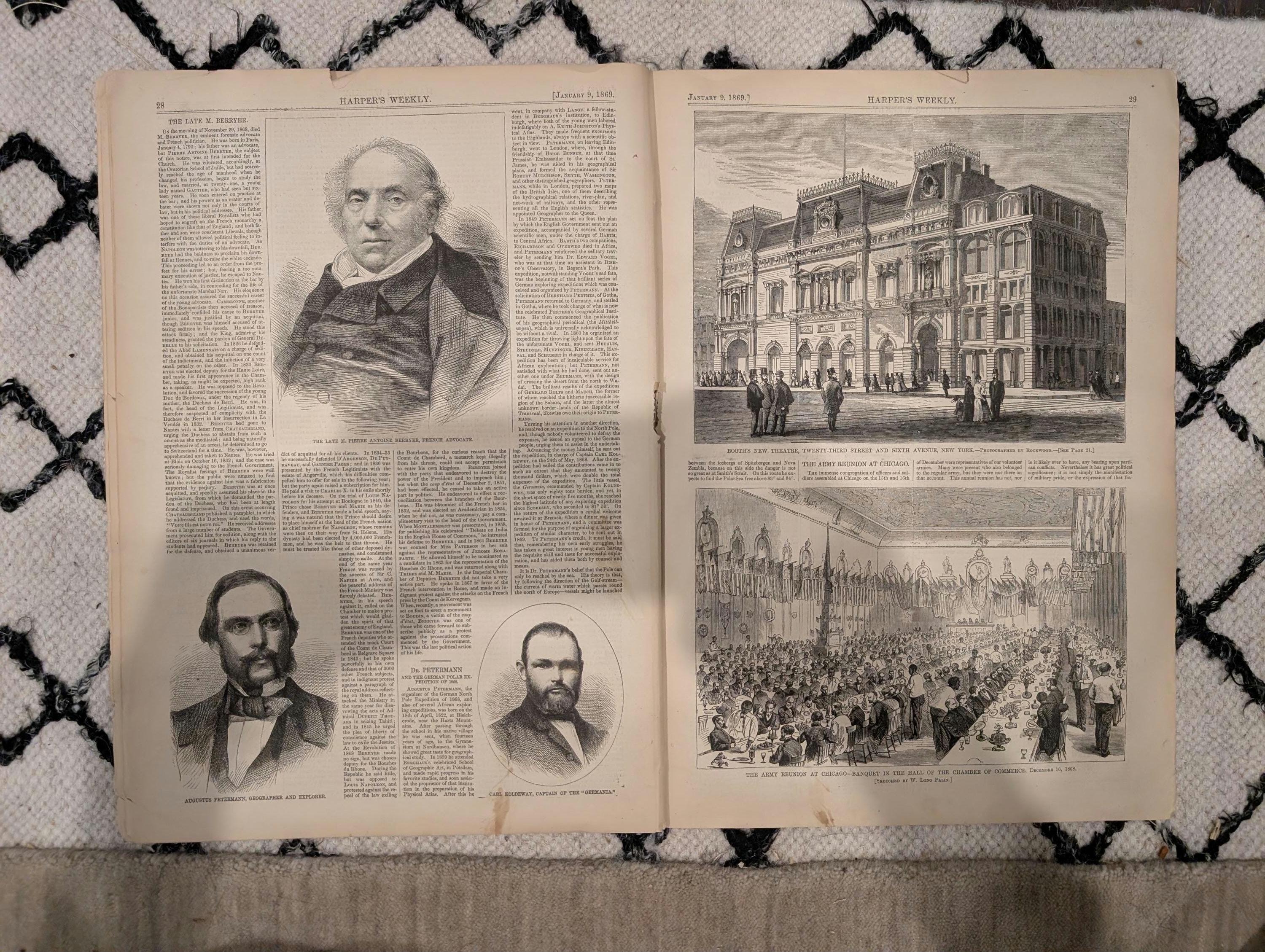 Harper’s Weekly, January 9, 1869 | Thomas Nast “Peace” Front Page | Winslow Homer New Year | West Point Panorama | Antique Newspaper