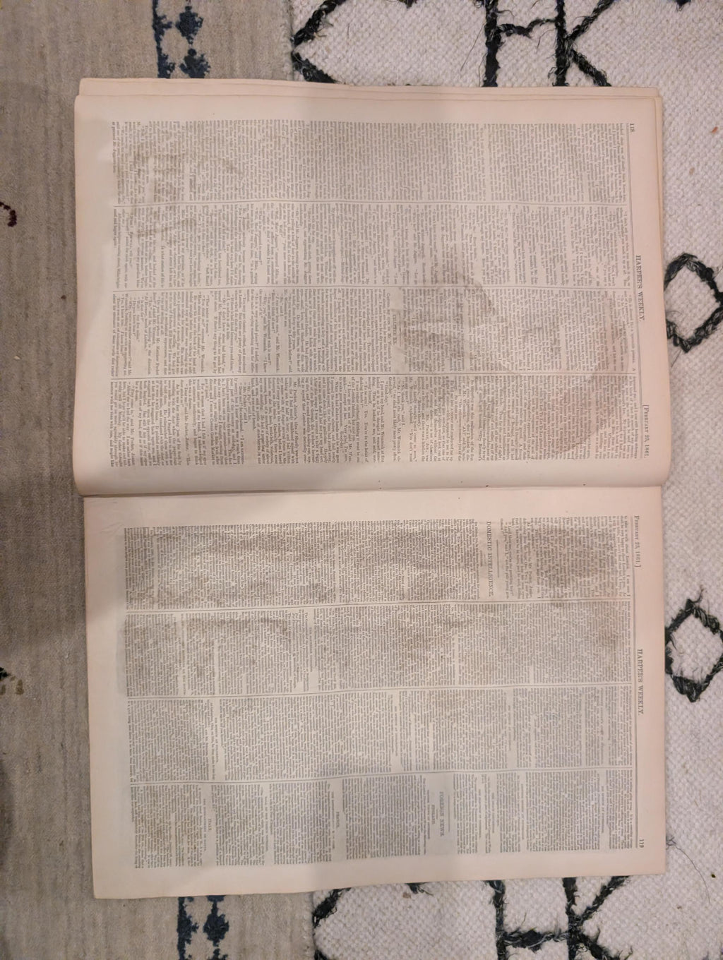1861 Lincoln Speeches Map of North & South Harper's Weekly Feb 23 Davis Stephens