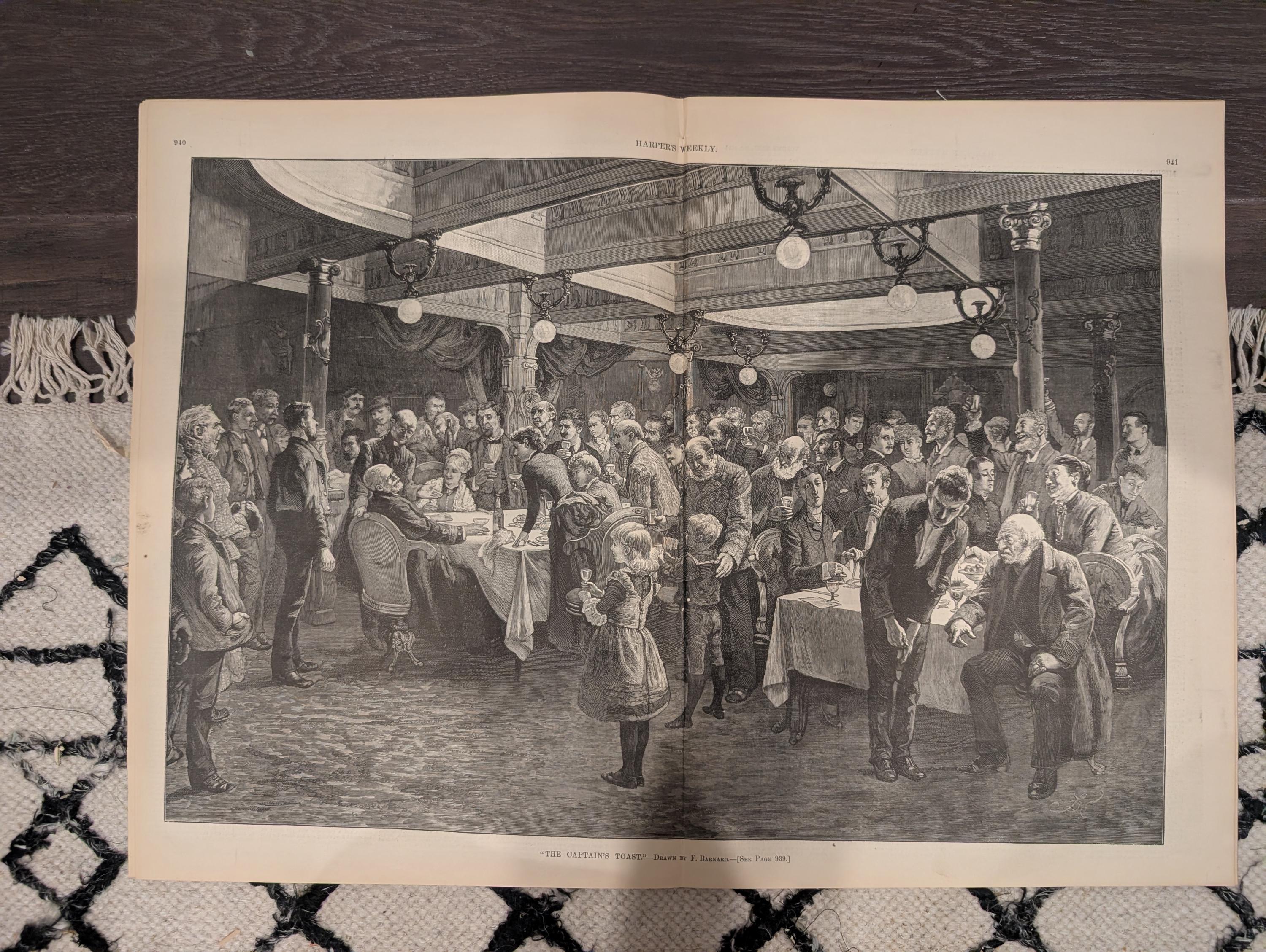 Harper’s Weekly Dec 24 1887 – Remington Canadian Mounted Police, Whittier Portrait, Captains Toast, Frontier Horse Auction