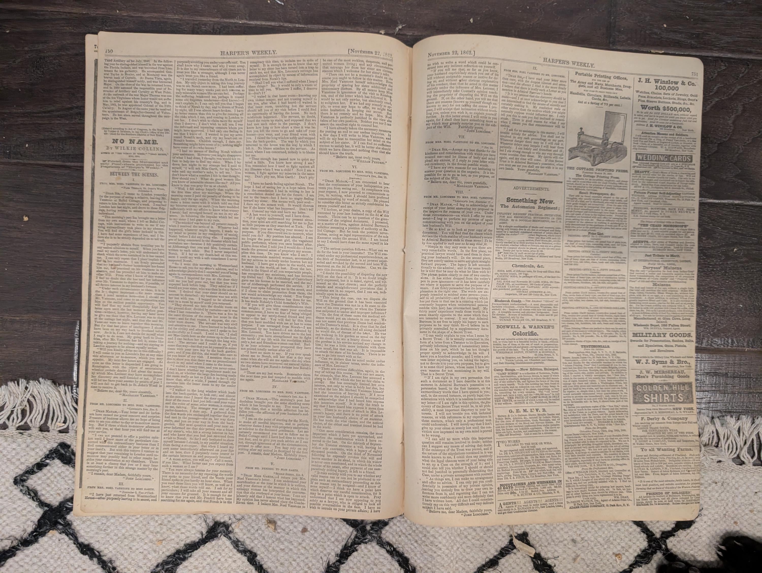Harper’s Weekly – November 22, 1862 – “Army of the Ohio on the March” • McClellan to Burnside • Horatio Seymour