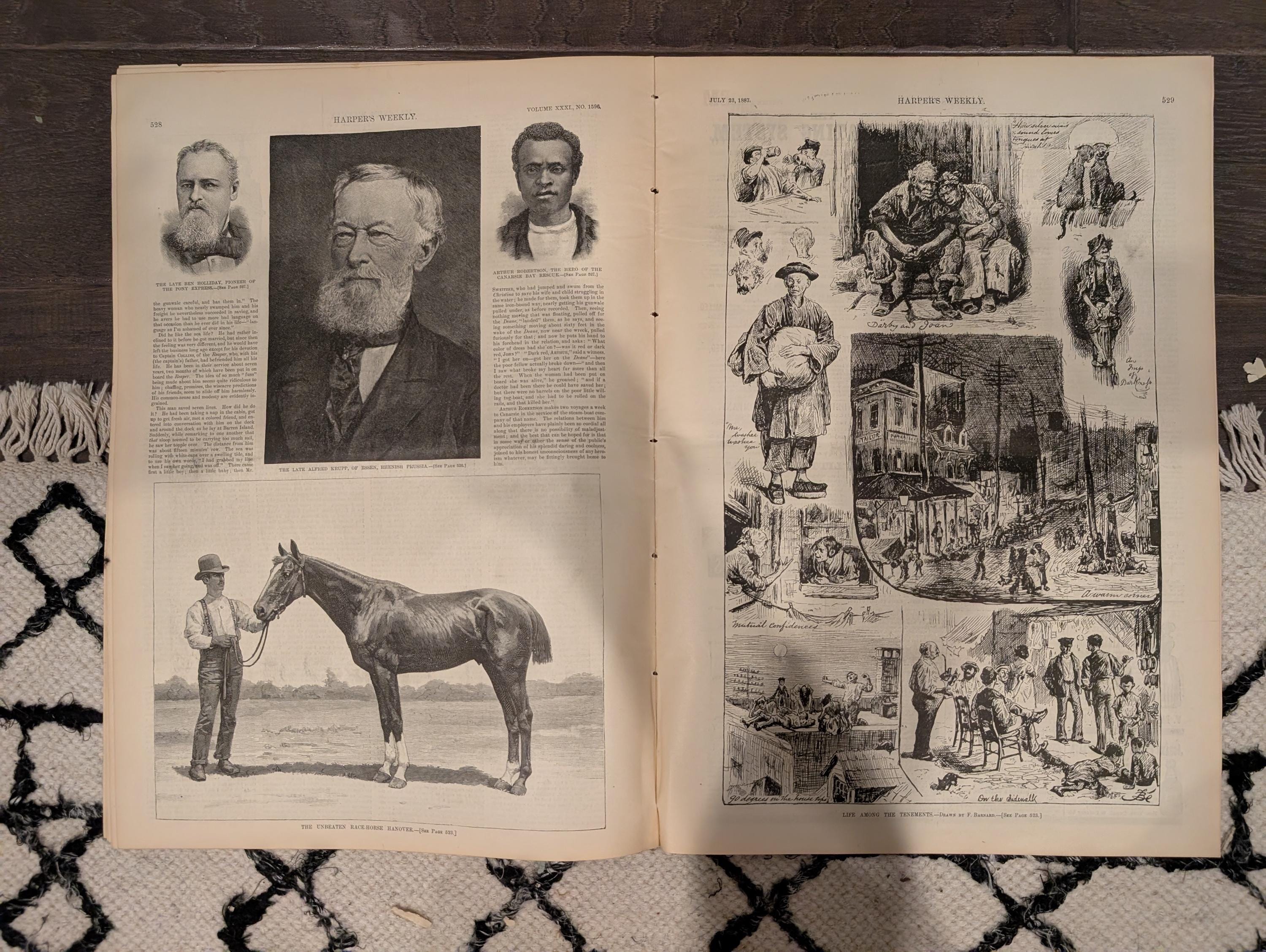 Harper’s Weekly July 23, 1887 – Lincoln Park, Blackfeet Indians, Manitou Colorado, Tenements, Racehorse Hanover – Complete Issue