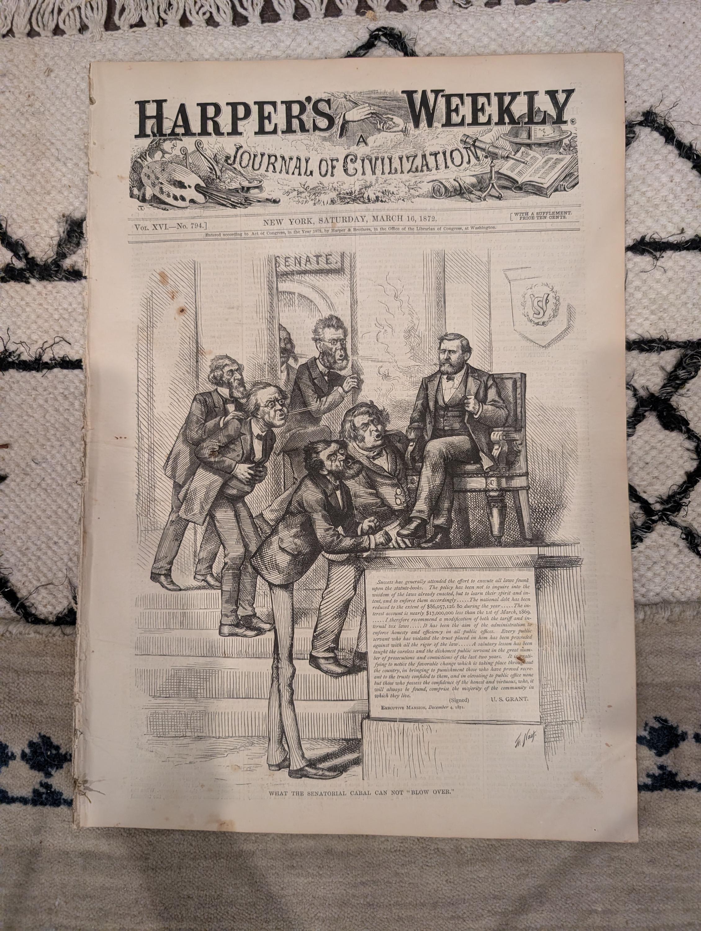 1872 Oyster Shucking Harper's Weekly March 16 Chesapeake Bay Nast