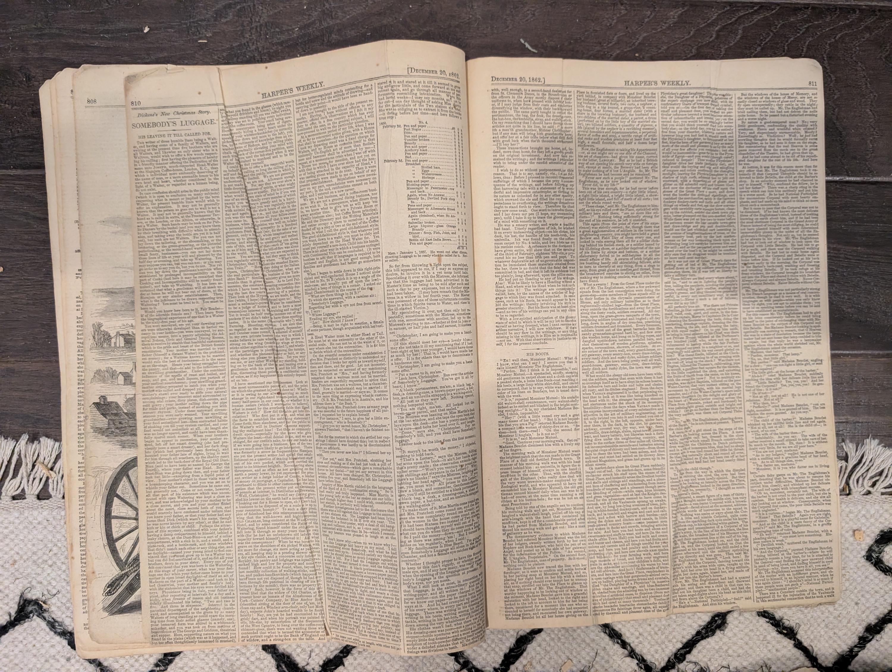 Harper’s Weekly – December 20, 1862 – Fredericksburg Centerfold • Dickens Story • Minnesota Massacre Front Page