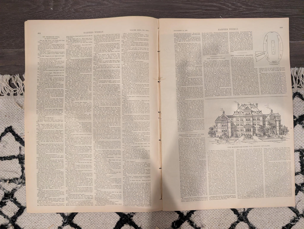 Harper’s Weekly Dec 24 1887 – Remington Canadian Mounted Police, Whittier Portrait, Captains Toast, Frontier Horse Auction