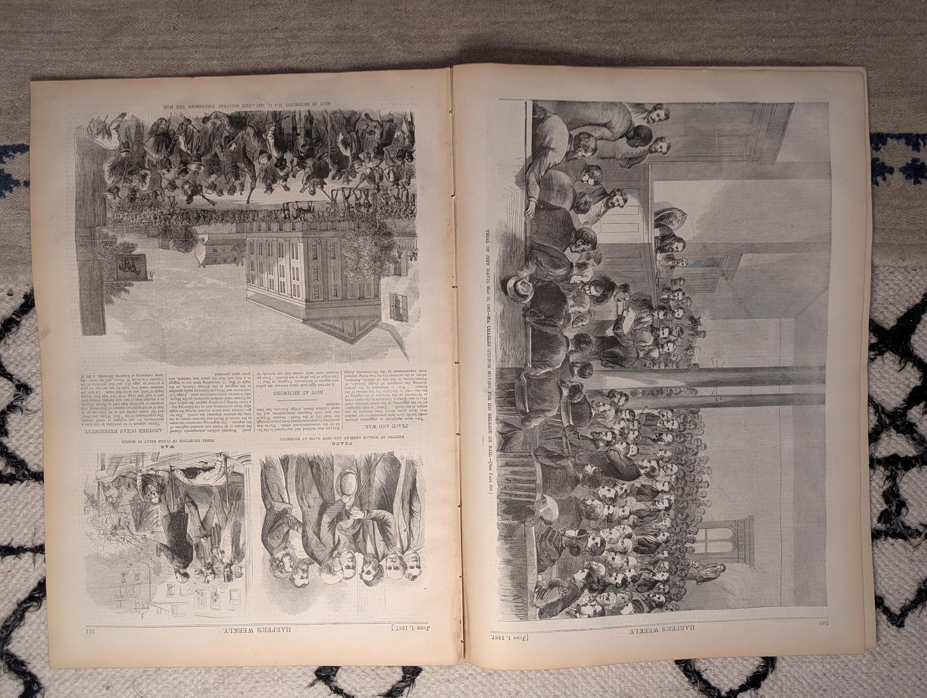 1867 Jefferson Davis Trial — Bail Hearing Richmond, Rebel Demonstration — Jun 1