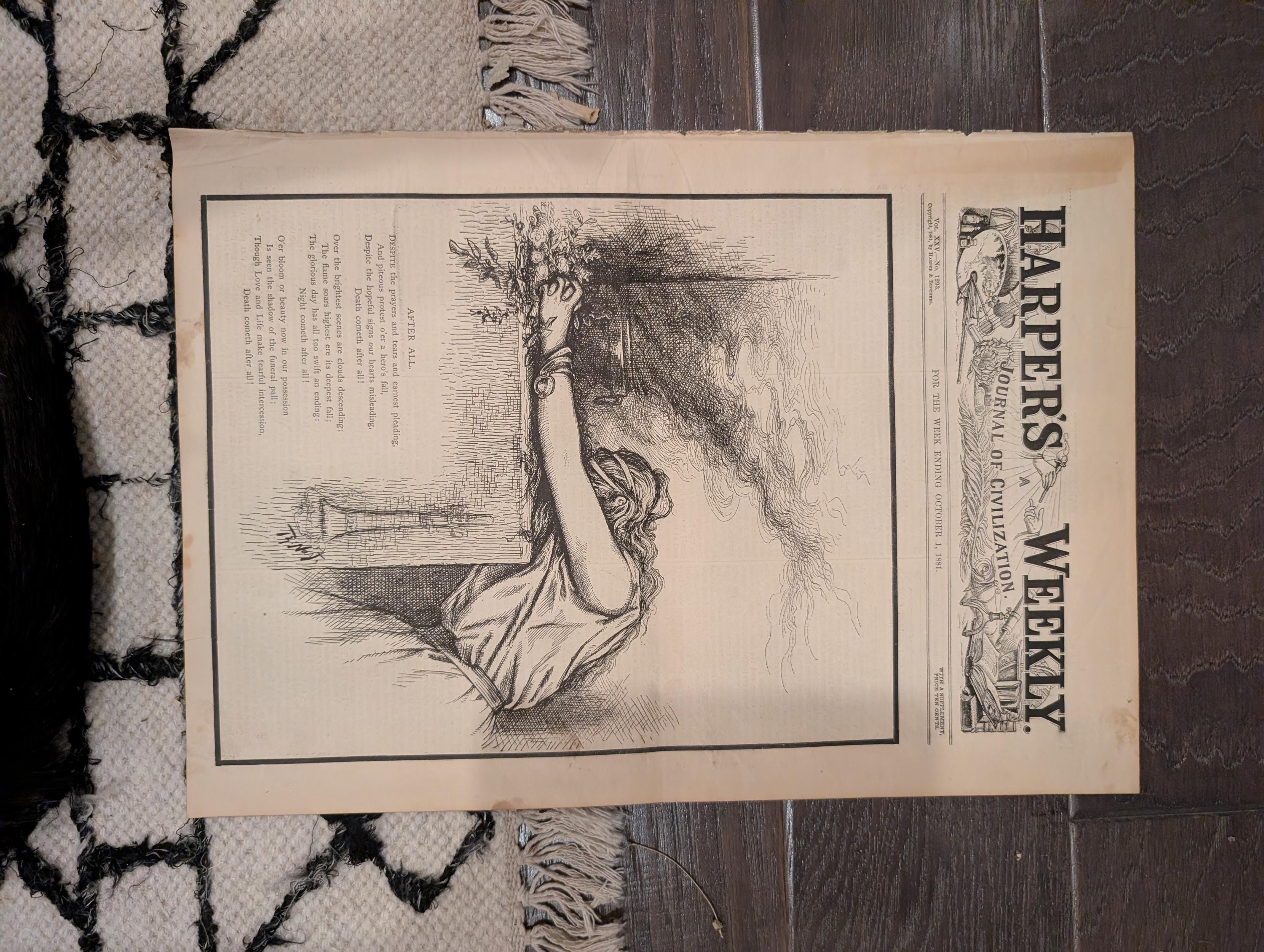 1881 Nast Weeping Liberty, Garfield Death Bed, Arthur Takes Oath, Mother — Oct 1
