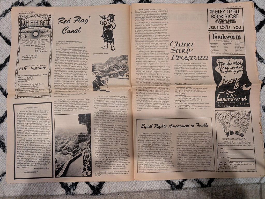 Vintage Underground Newspaper – The Great Speckled Bird – January 29, 1973 – Atlanta Counterculture, Roe v. Wade, MLK March, Richard’s Rock