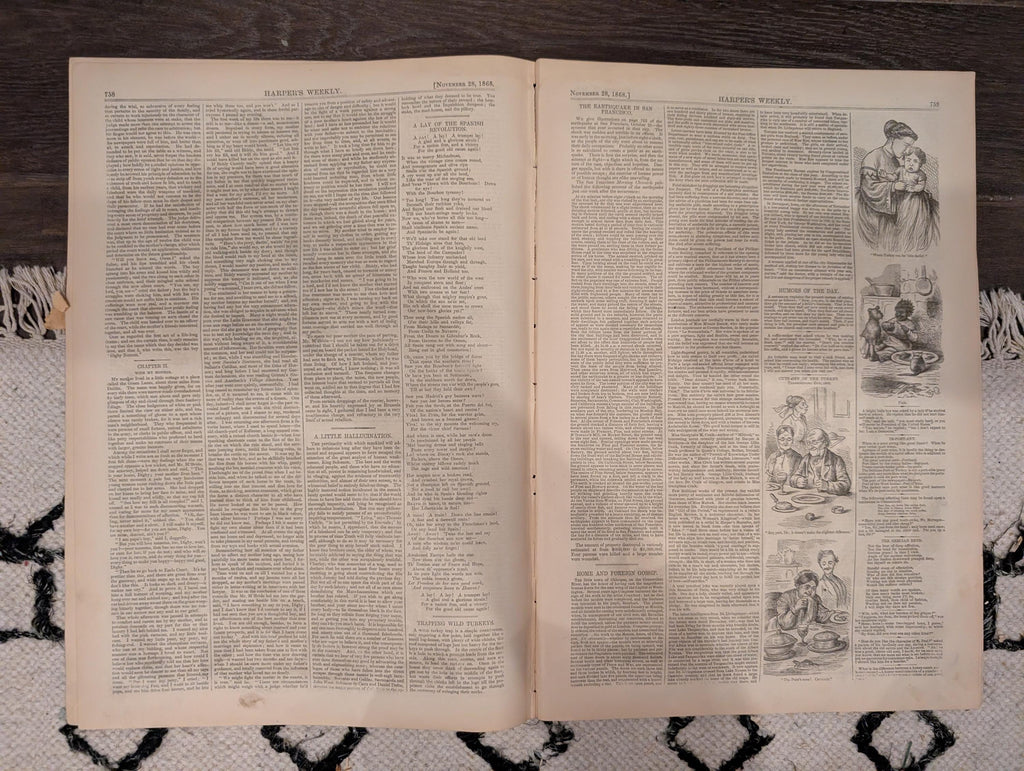 Harper’s Weekly – November 28, 1868 – Thanksgiving Prints • Cuba Scenes • San Francisco Earthquake • Fulton Ferry Collision
