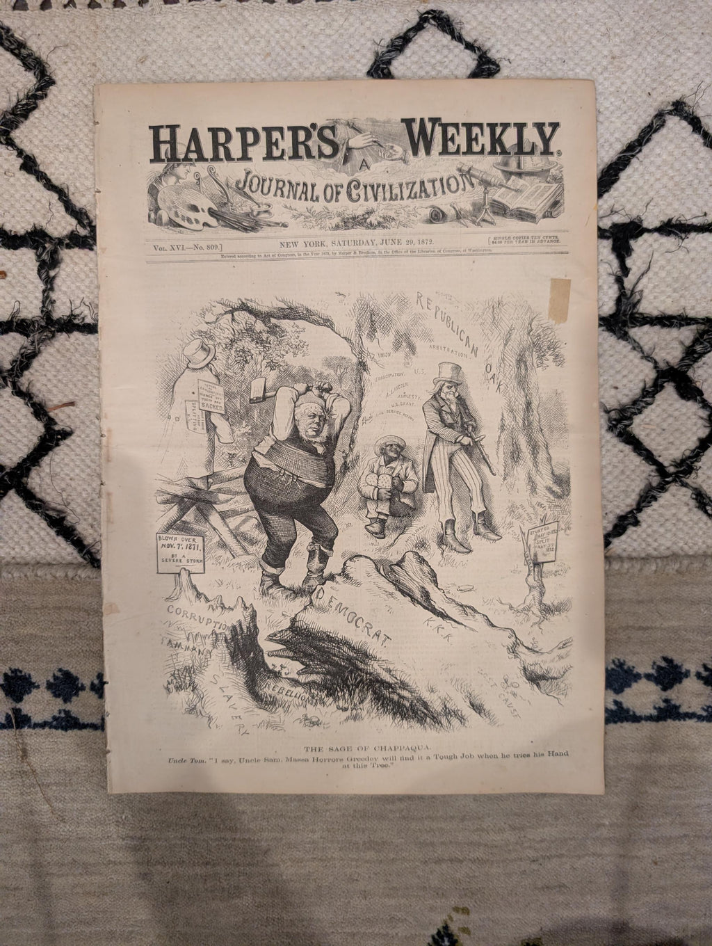 1872 Ulysses S Grant Harper's Weekly June 29 Boston Peace Jubilee Nast