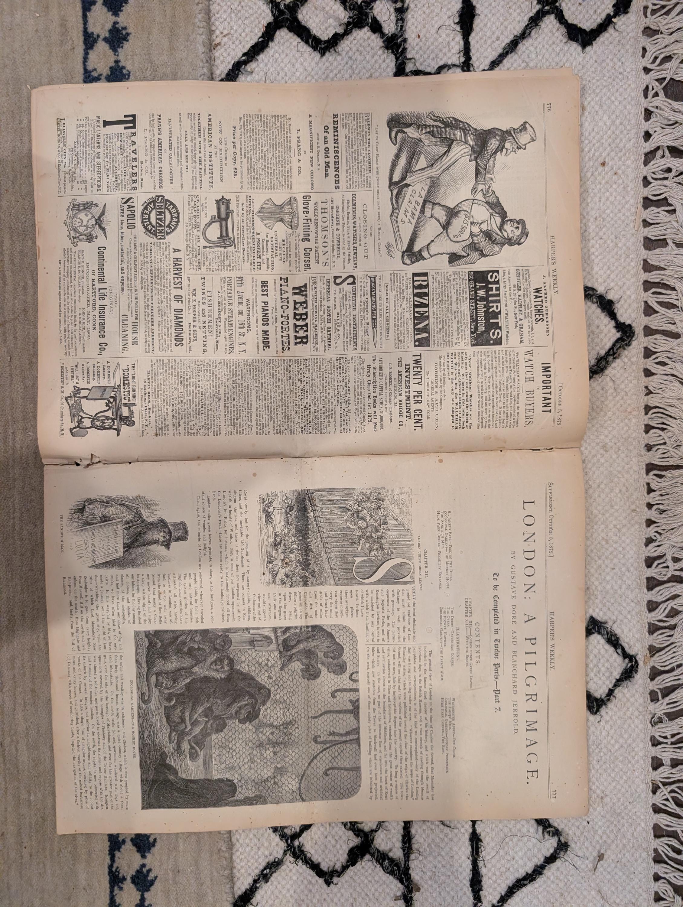 1872 Tammany Hall Nast Harper's Weekly Oct 05 Suez Canal Ocean Travel