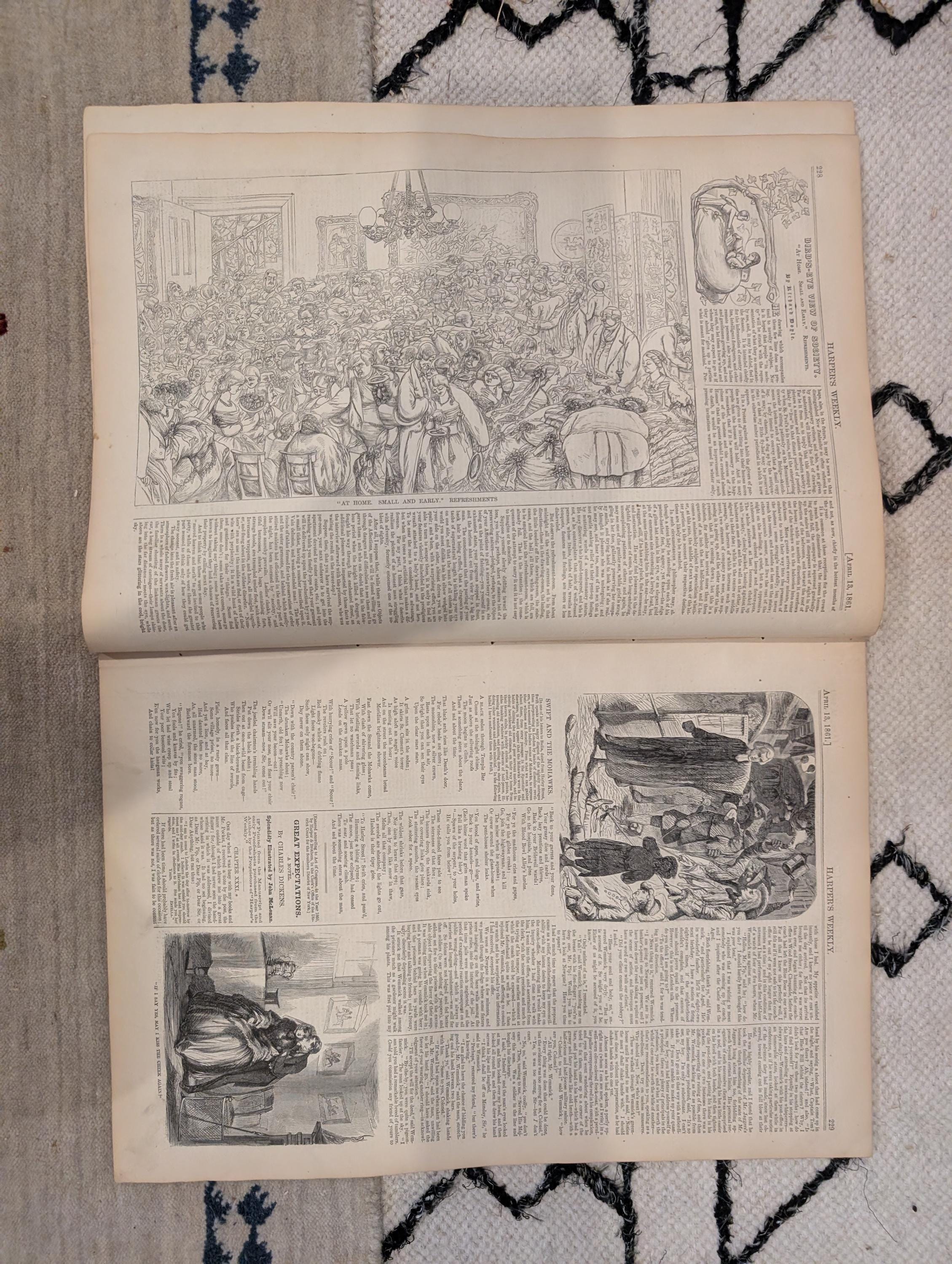 1861 Civil War Fort Pickens Harper's Weekly April 13 Lincoln Dickens