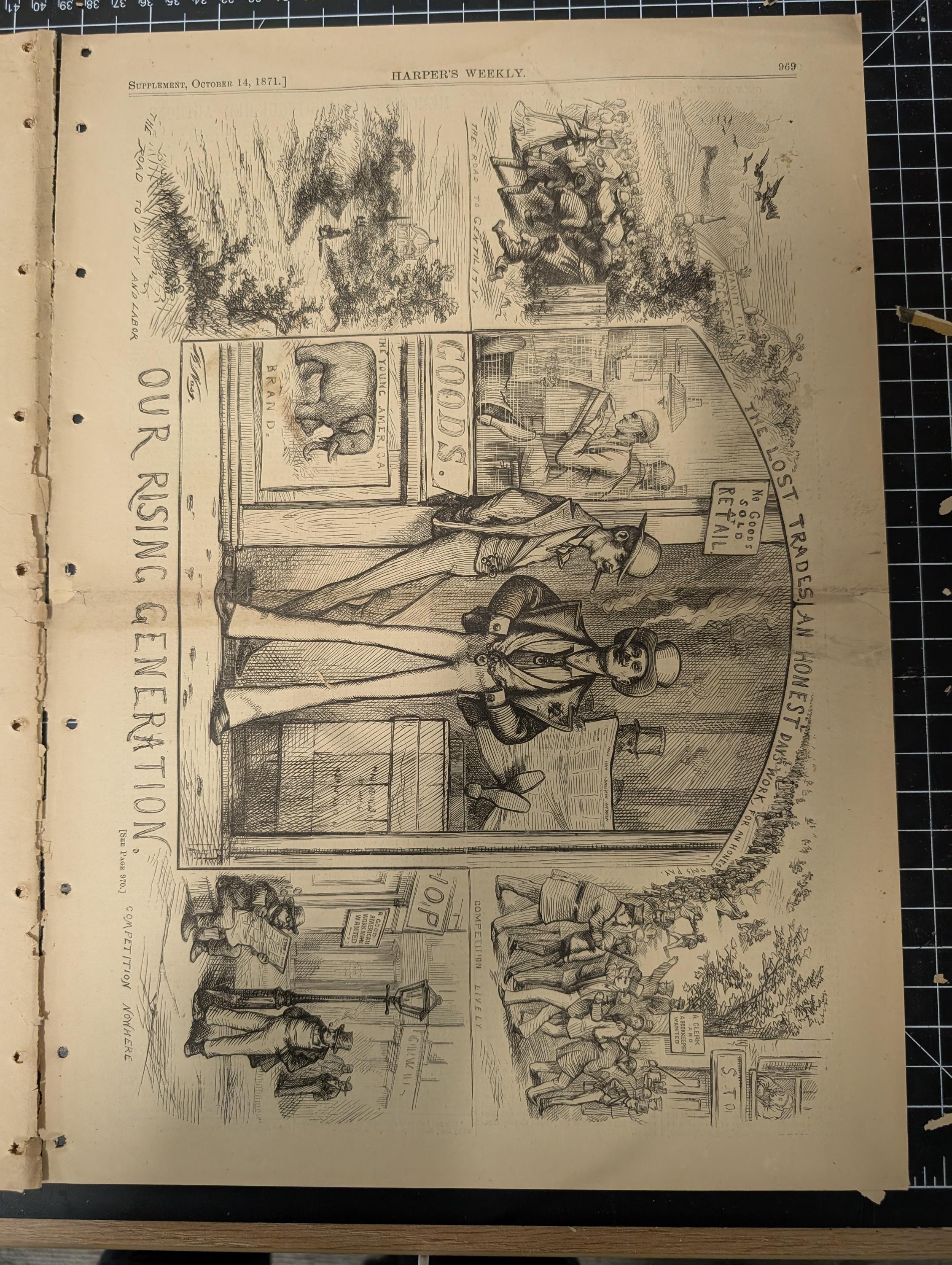 Harper’s Weekly – October 14, 1871 – Complete w/ Supplement (24 pages) | Grand Duke Alexis, Nast Tweed Ring Cartoons, Elephant vs. Bull Figh