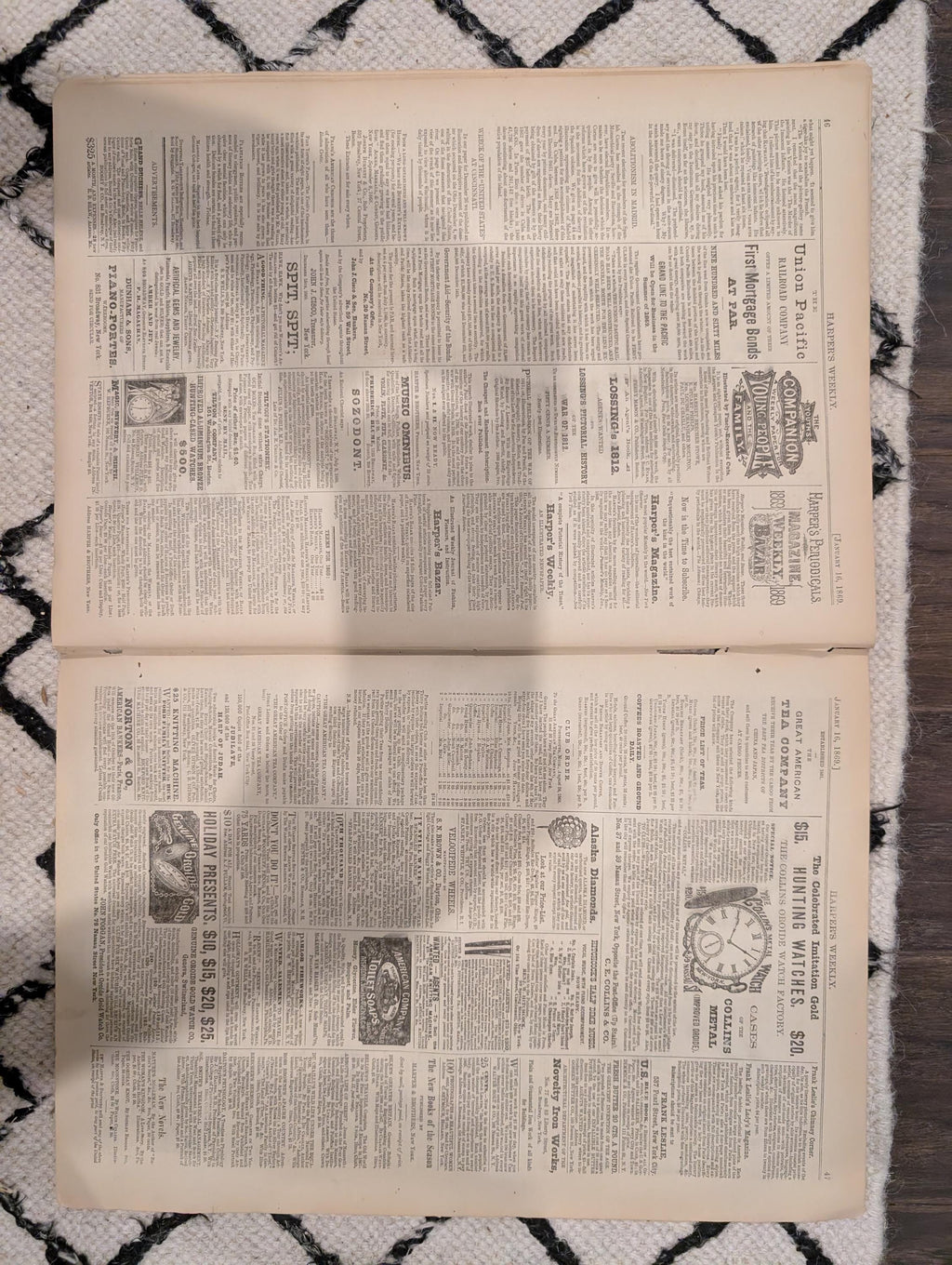 Harper’s Weekly, January 16, 1869 | Winslow Homer “Winter at Sea” | Ice Boats on the Hudson | Custer’s Scouts | Antique Newspaper