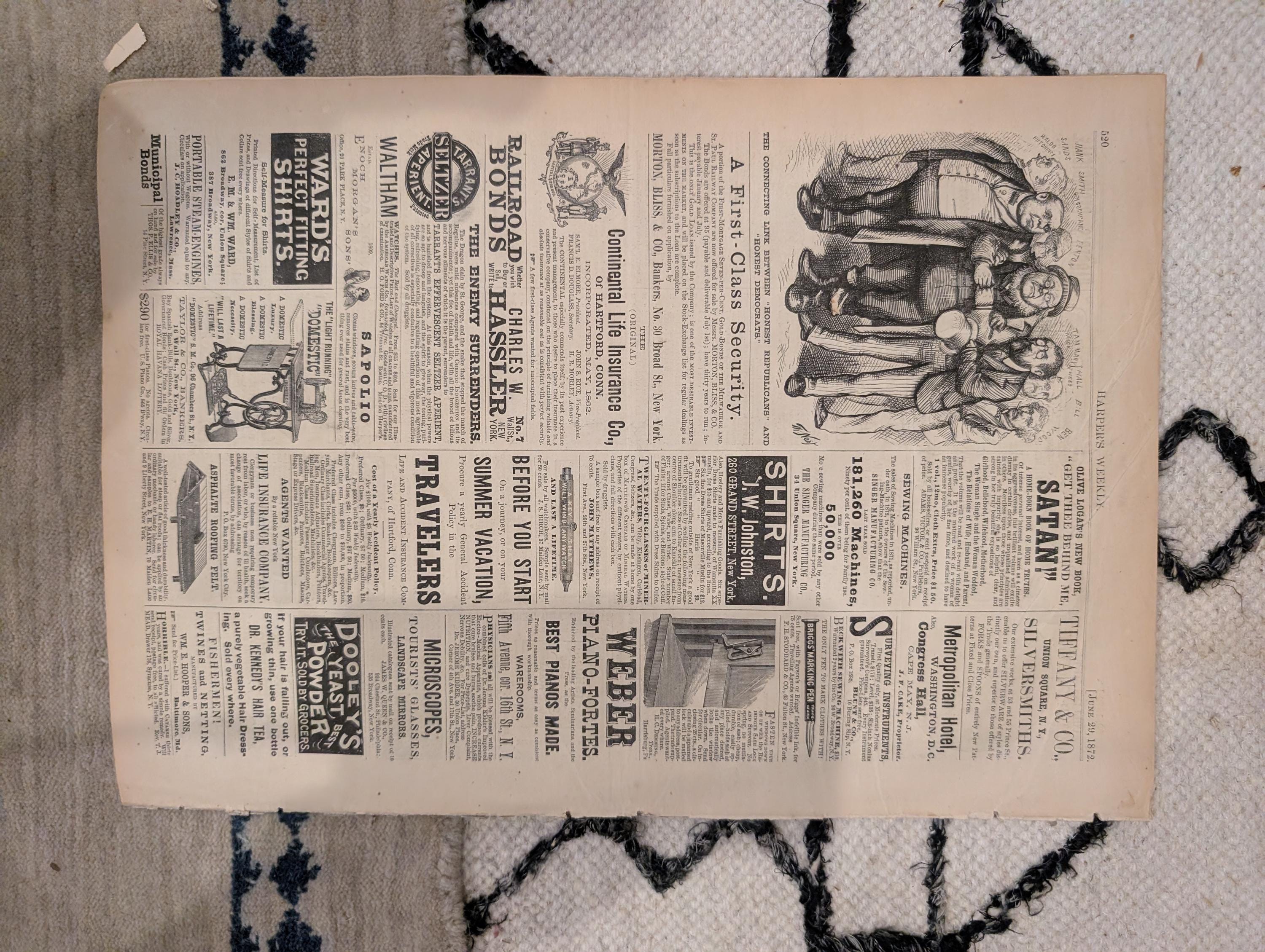 1872 Ulysses S Grant Harper's Weekly June 29 Boston Peace Jubilee Nast