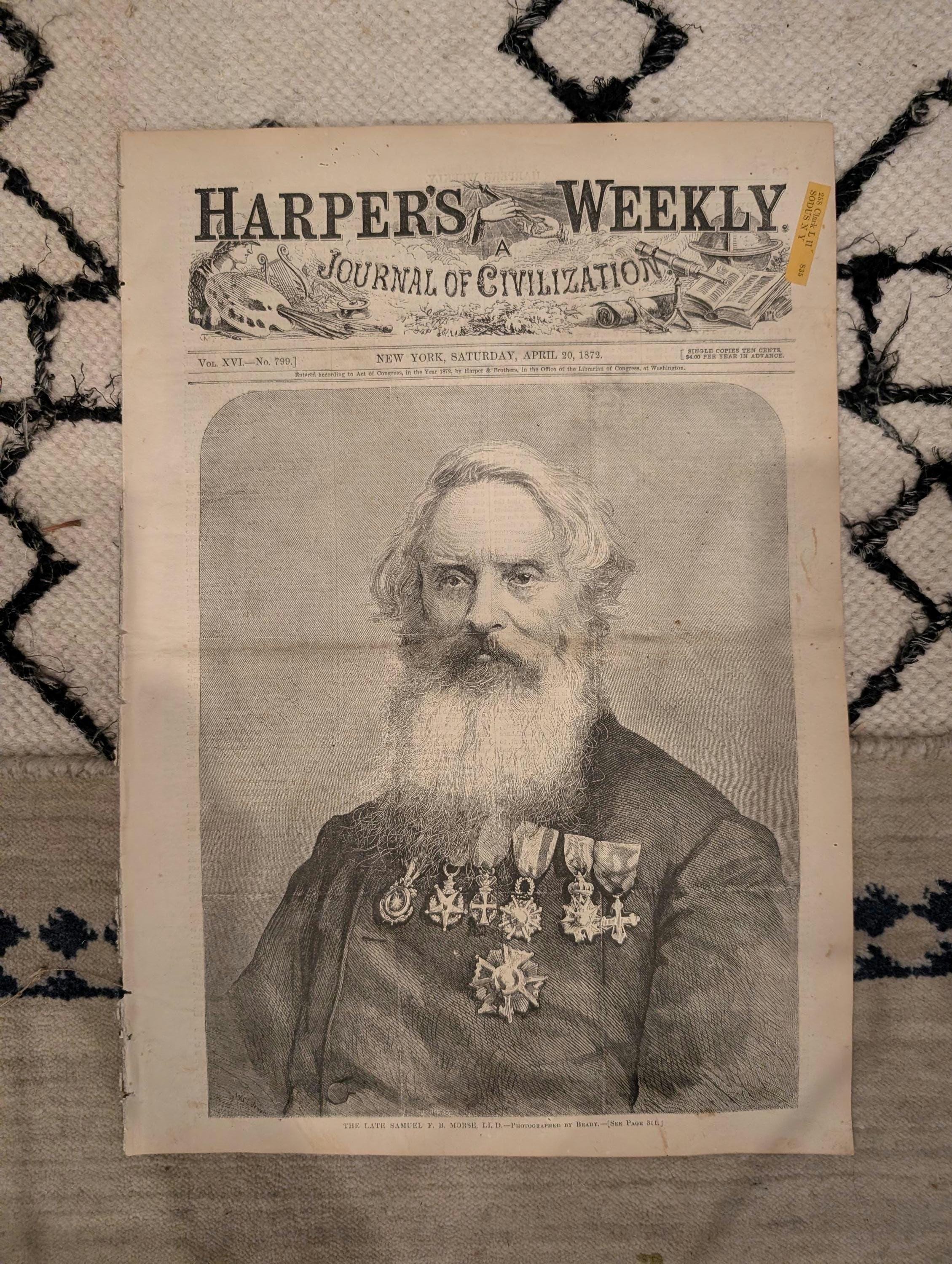 1872 Samuel Morse Harper's Weekly April 20 North Carolina Sketches State Dept